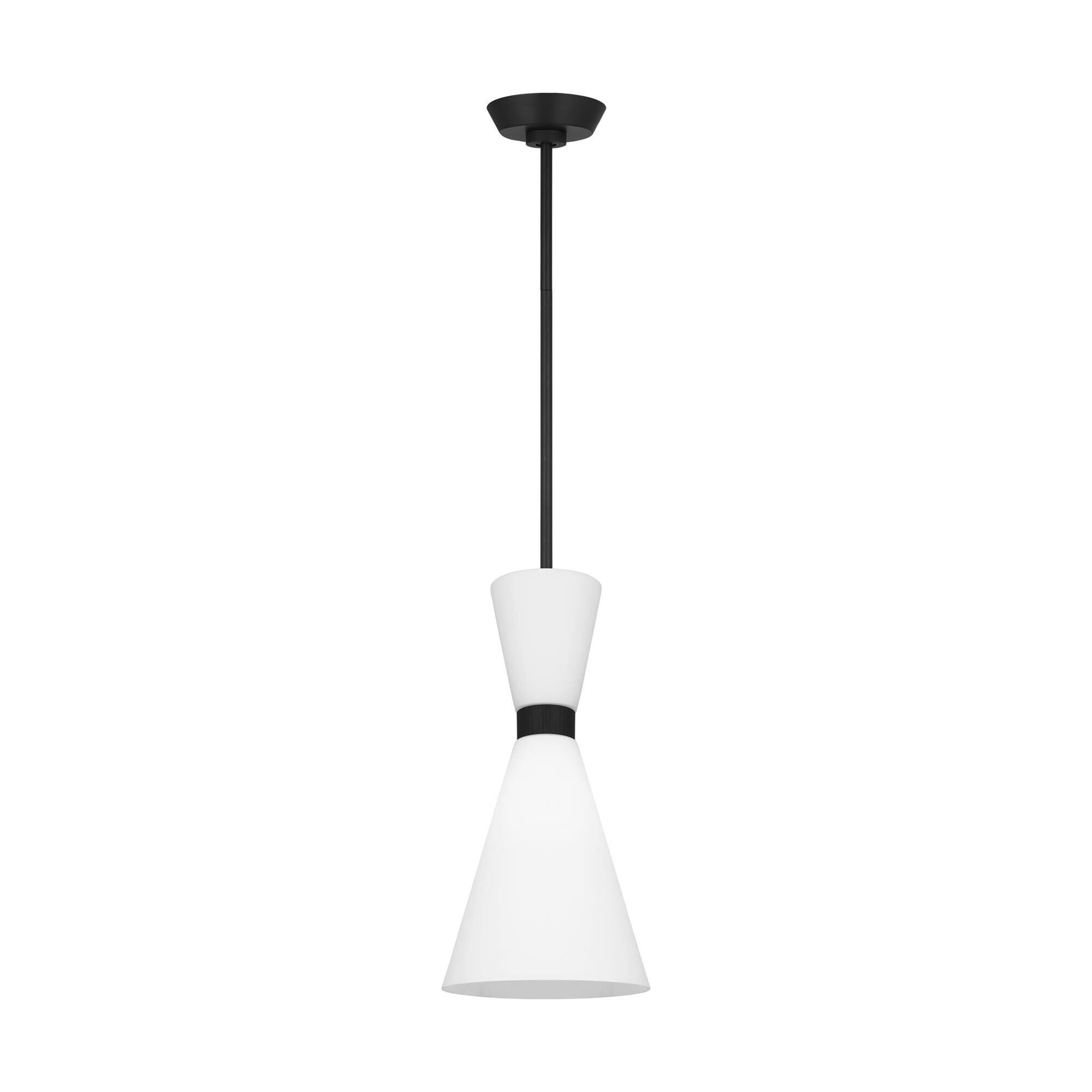 Shown in Midnight Black finish and Etched White Glass s shade