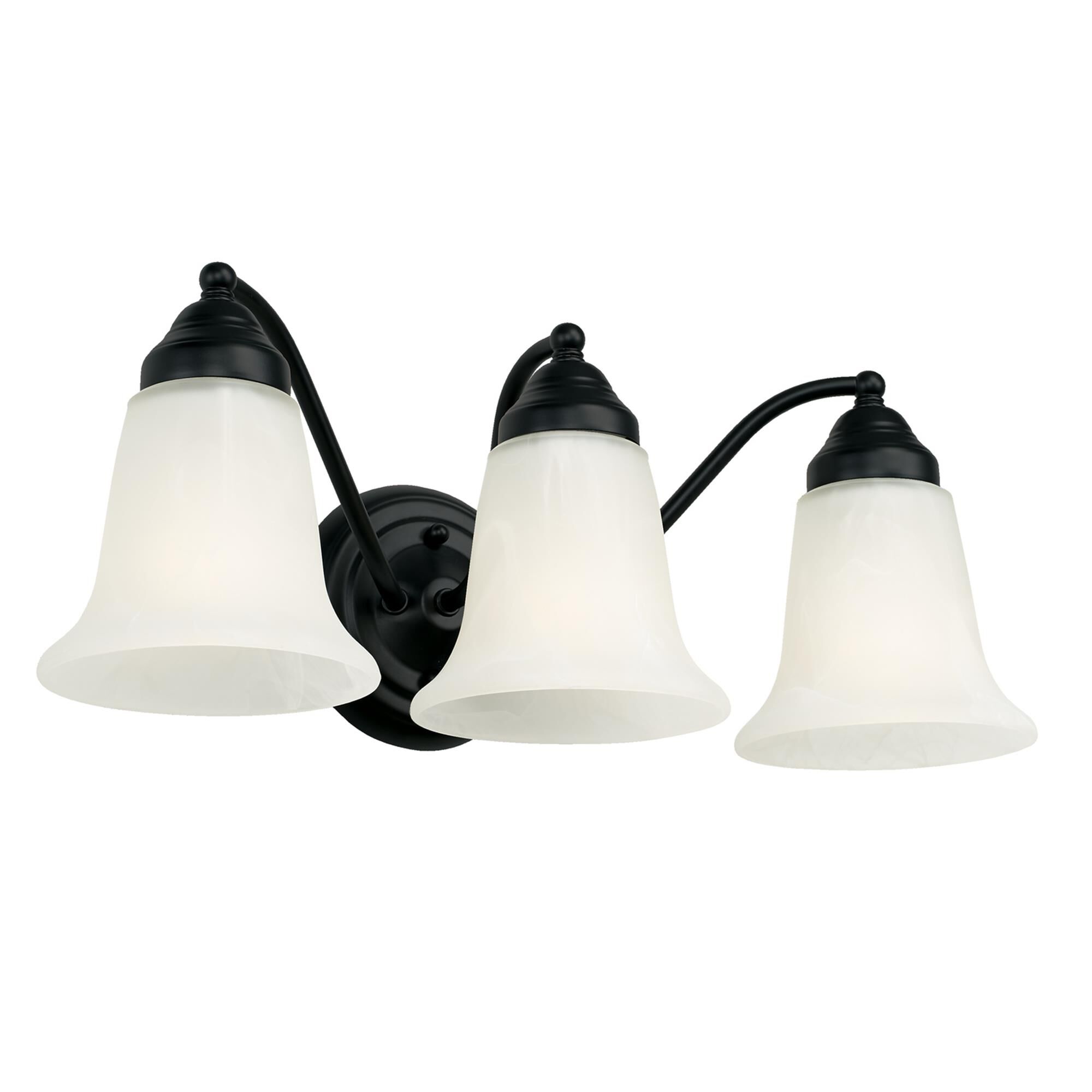 Shown in Matte Black finish and White Faux Alabaster glass