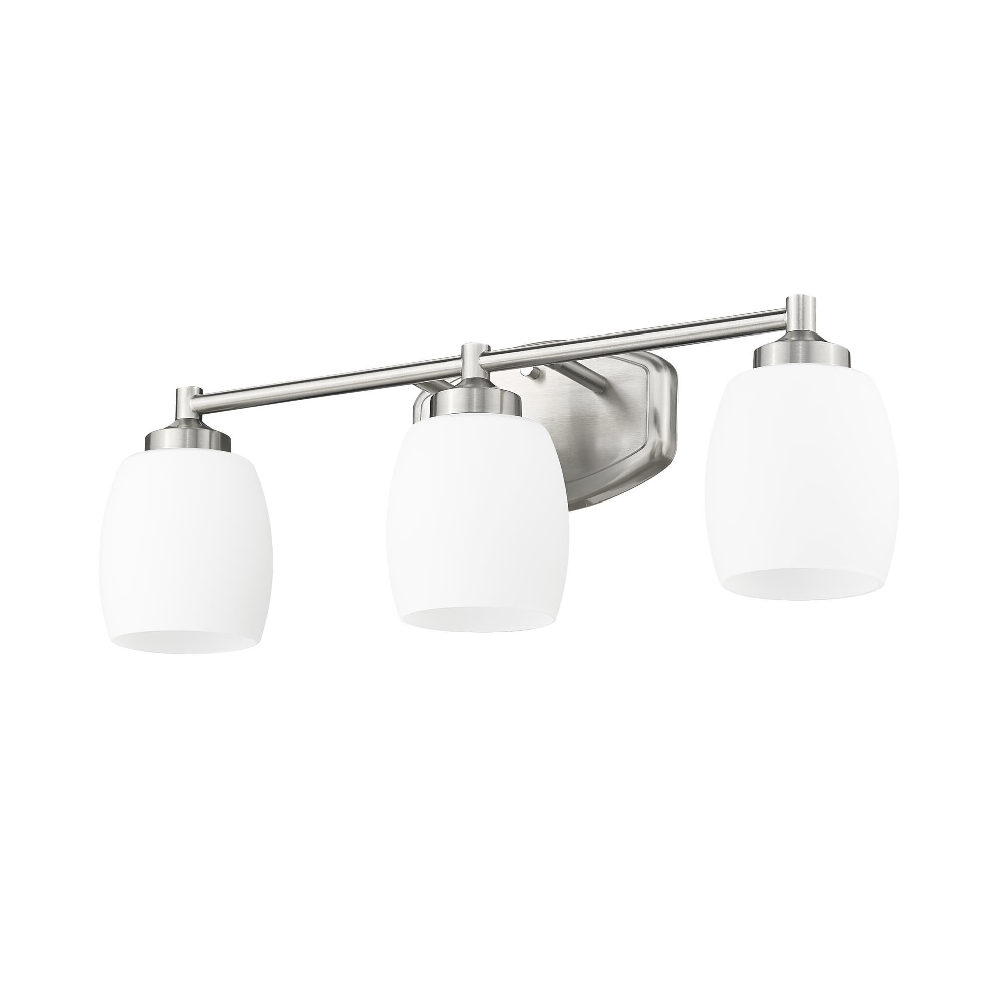 Shown in Brushed Nickel finish and Matte Opal glass and Matte Opal shade