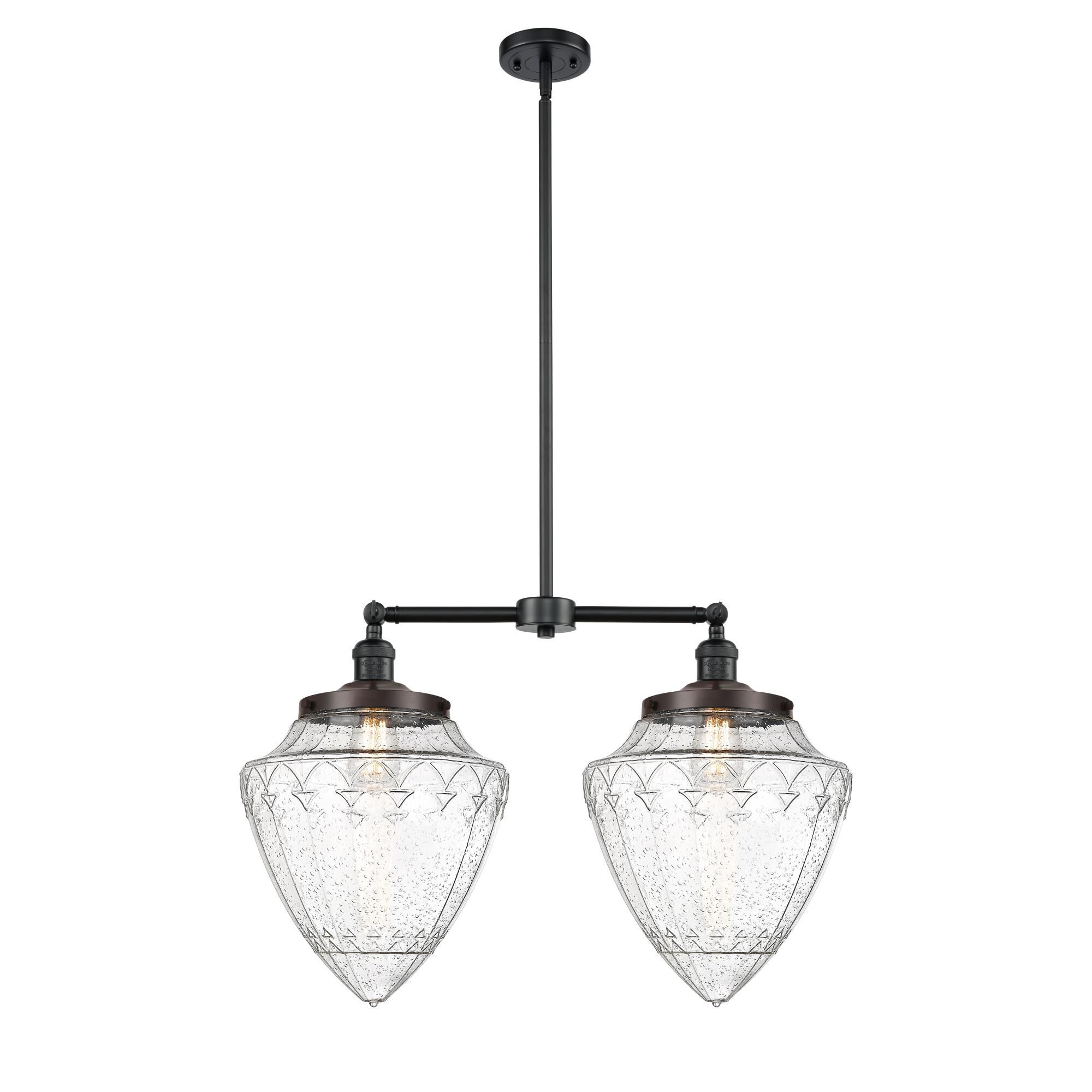 Shown in Oil Rubbed Bronze finish and Seedy glass