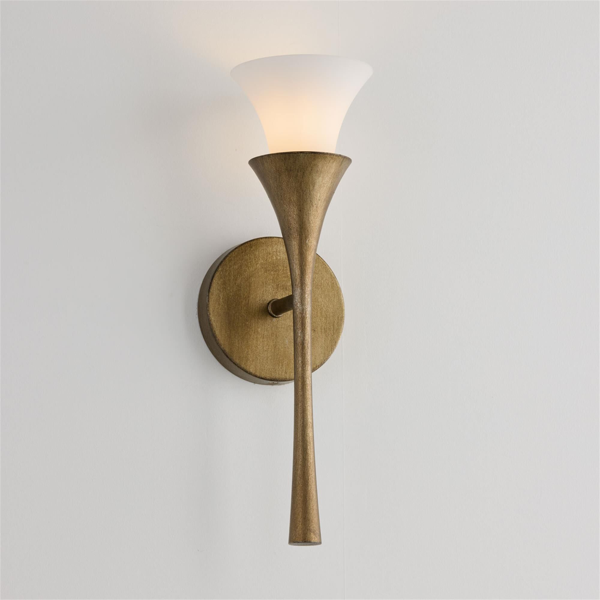 Shown in Mystic Luster finish and Soft White glass