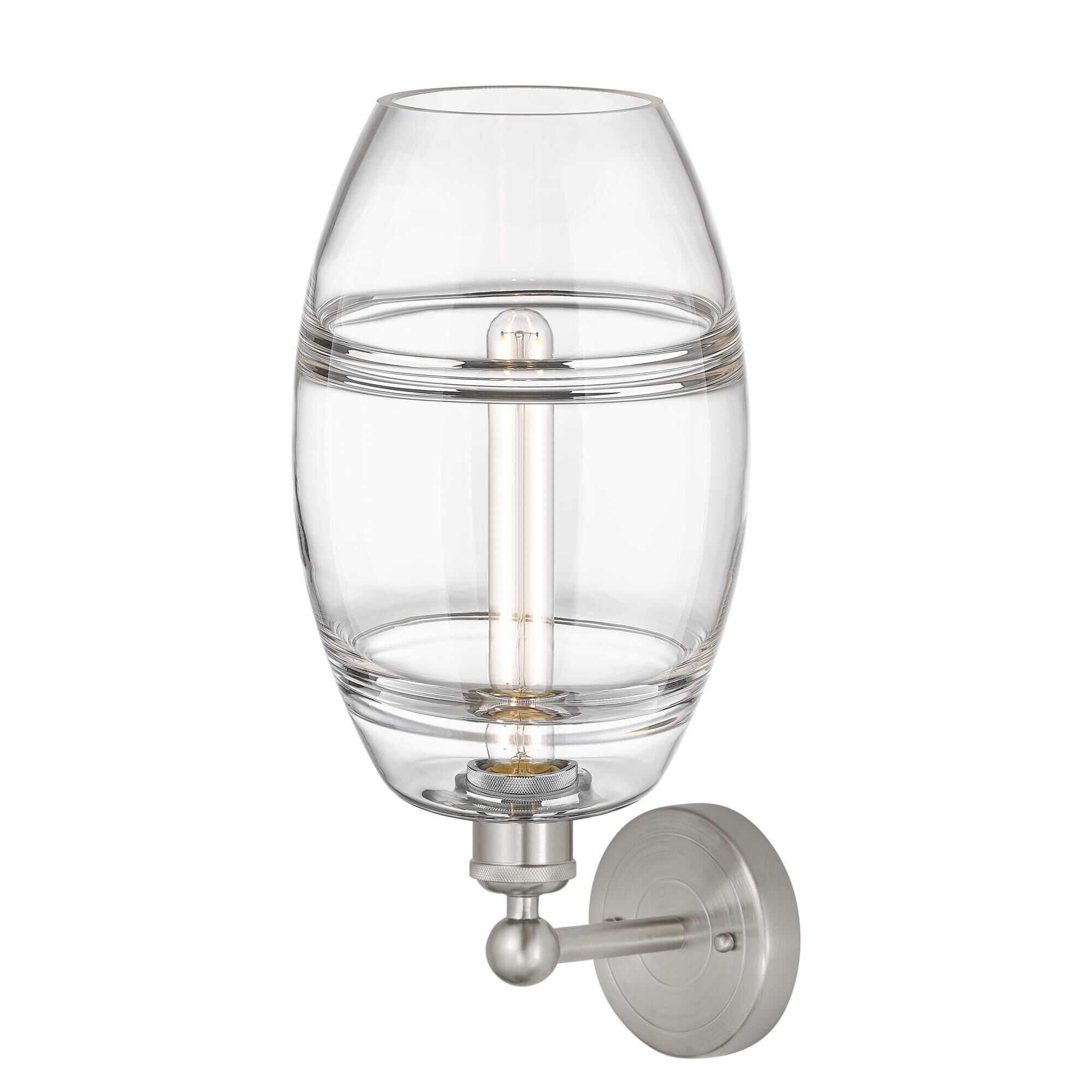 Shown in Satin Nickel finish and Clear glass