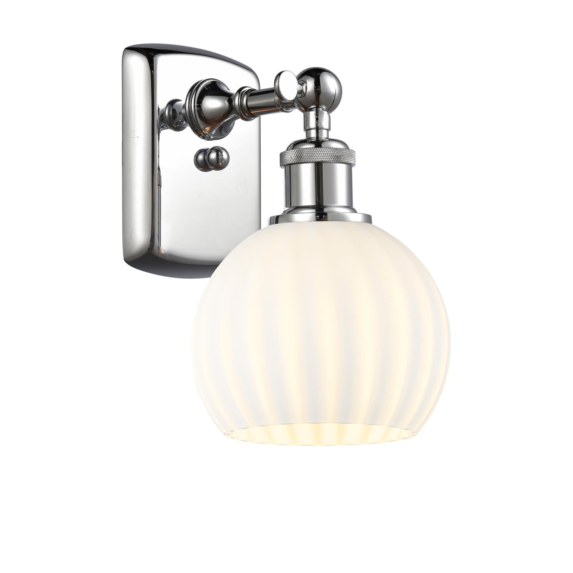 Shown in Polished Chrome finish and White Venetian glass