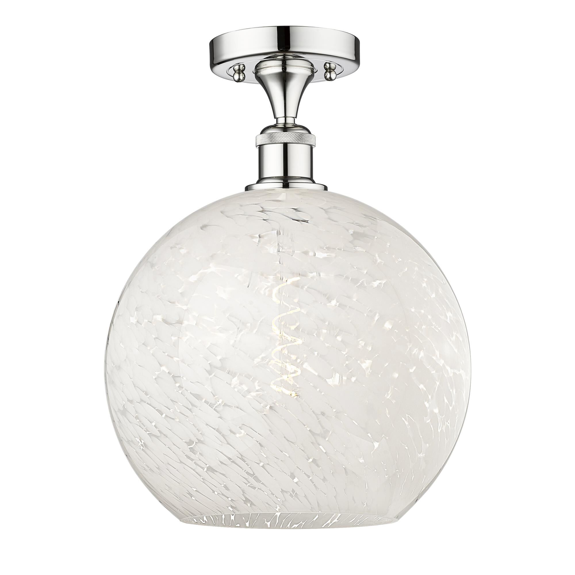 Shown in Polished Chrome finish and White Mouchette glass