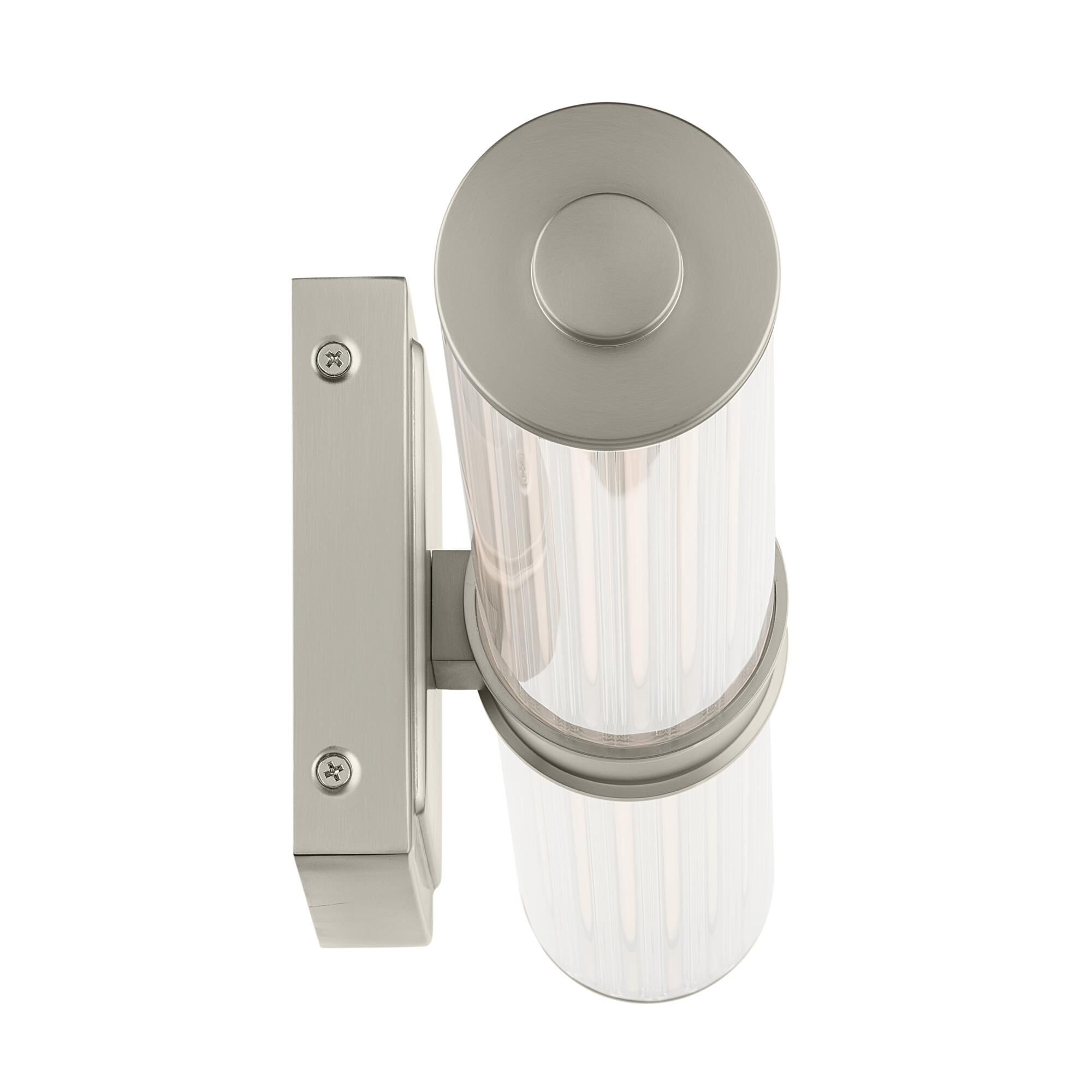 Shown in Brushed Nickel finish and Clear Fluted glass