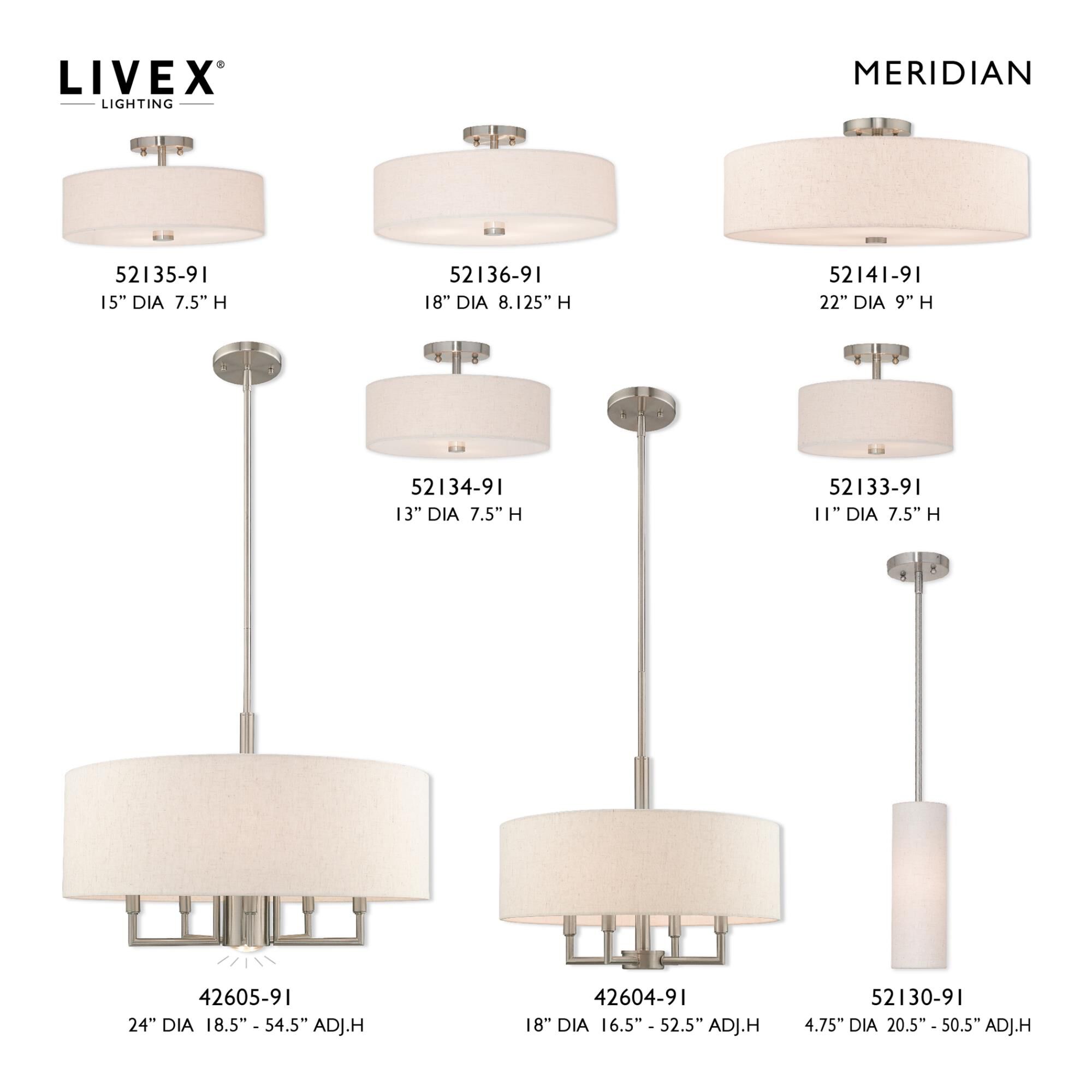Monroe 22 Inch Semi Flush Mount by Livex Lighting