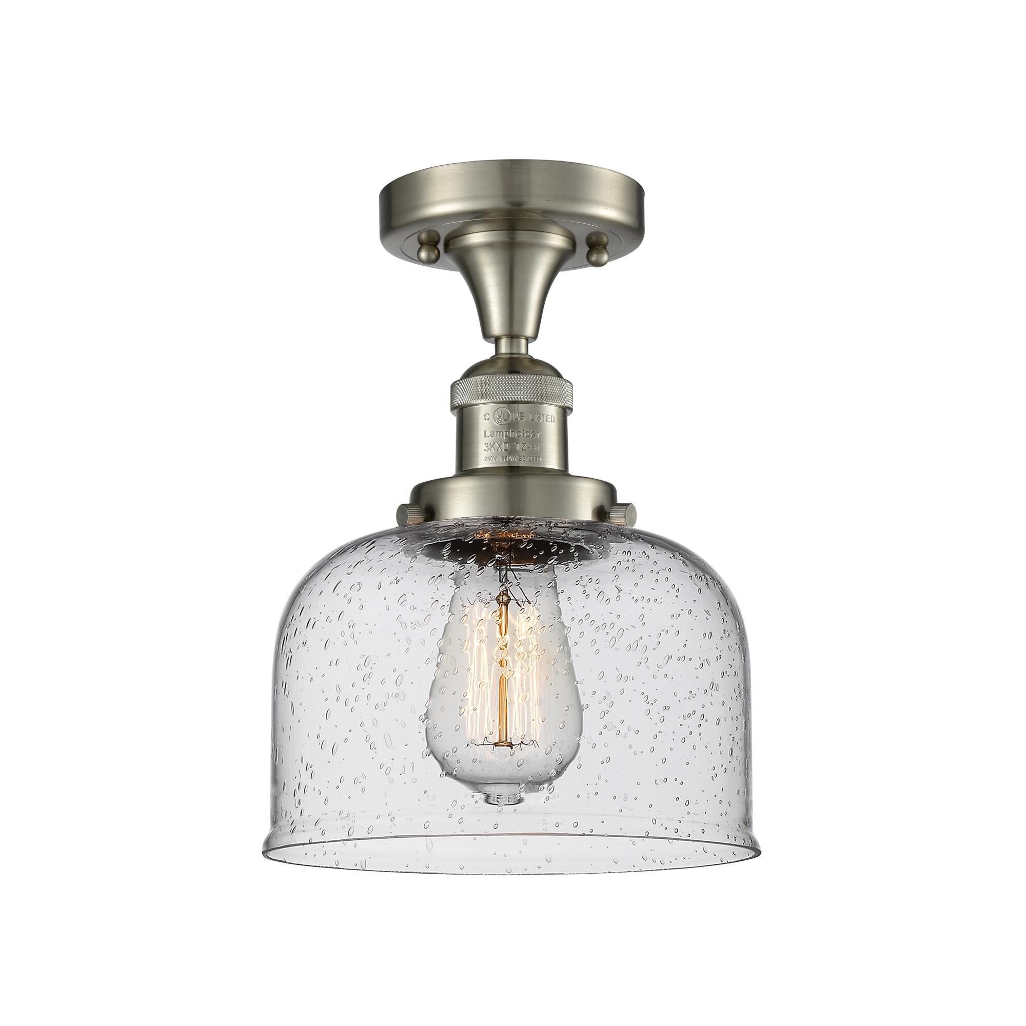 Shown in Brushed Satin Nickel finish and Seedy glass