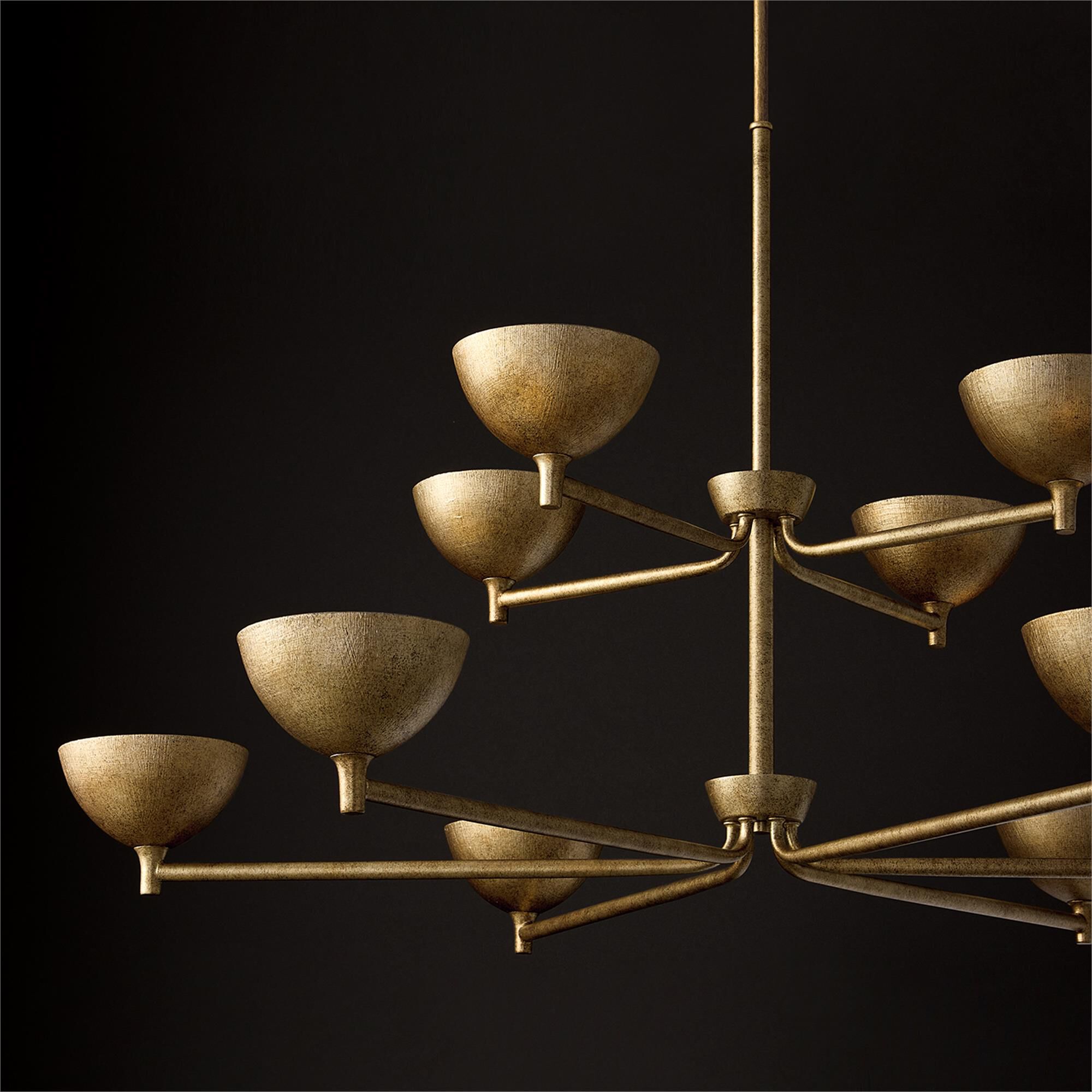 Shown in Feathered Gold finish and Textured Metal shade