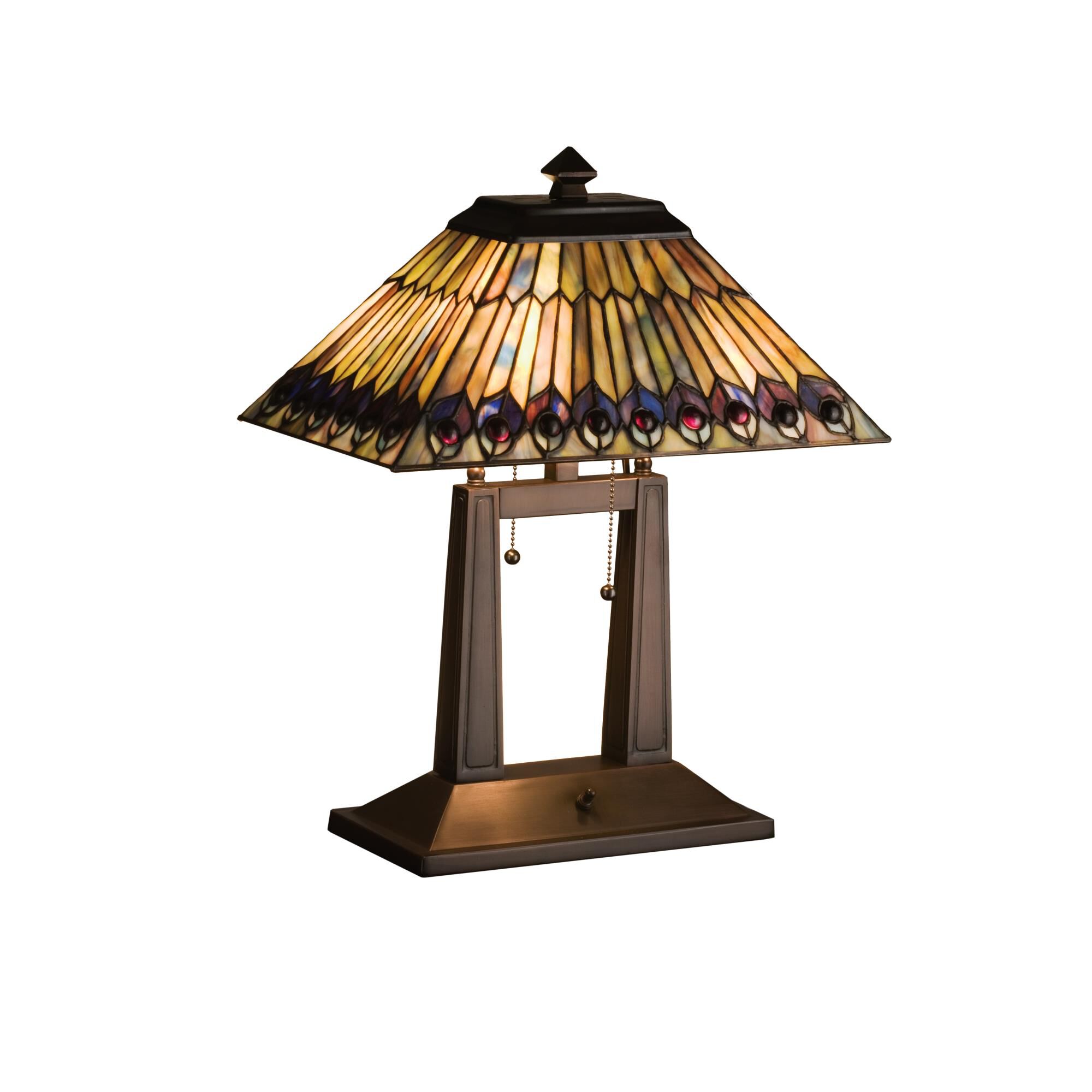 Tiffany Jeweled Peacock 20 Inch Table Lamp by Meyda Lighting