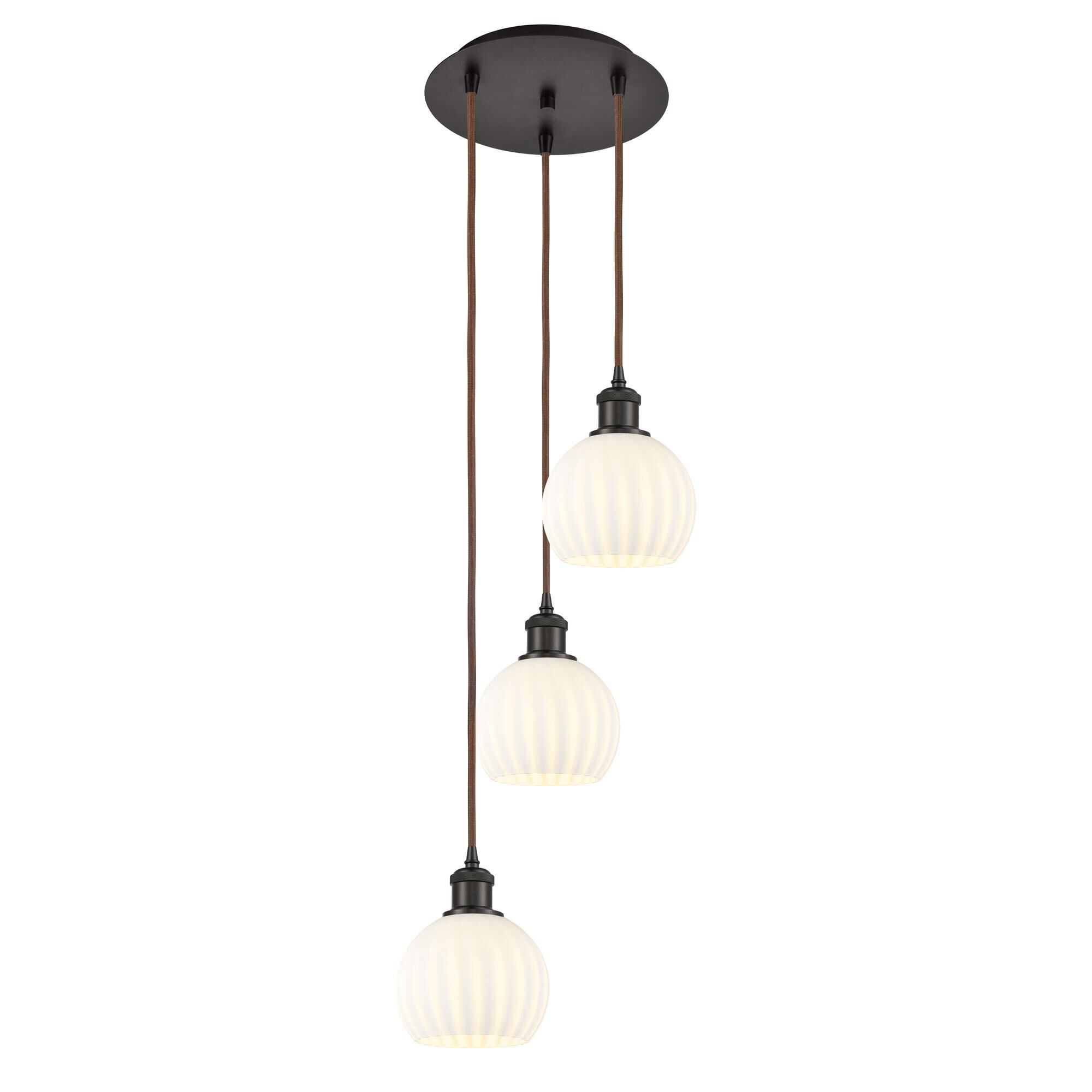 Shown in Oil Rubbed Bronze finish and White Venetian glass
