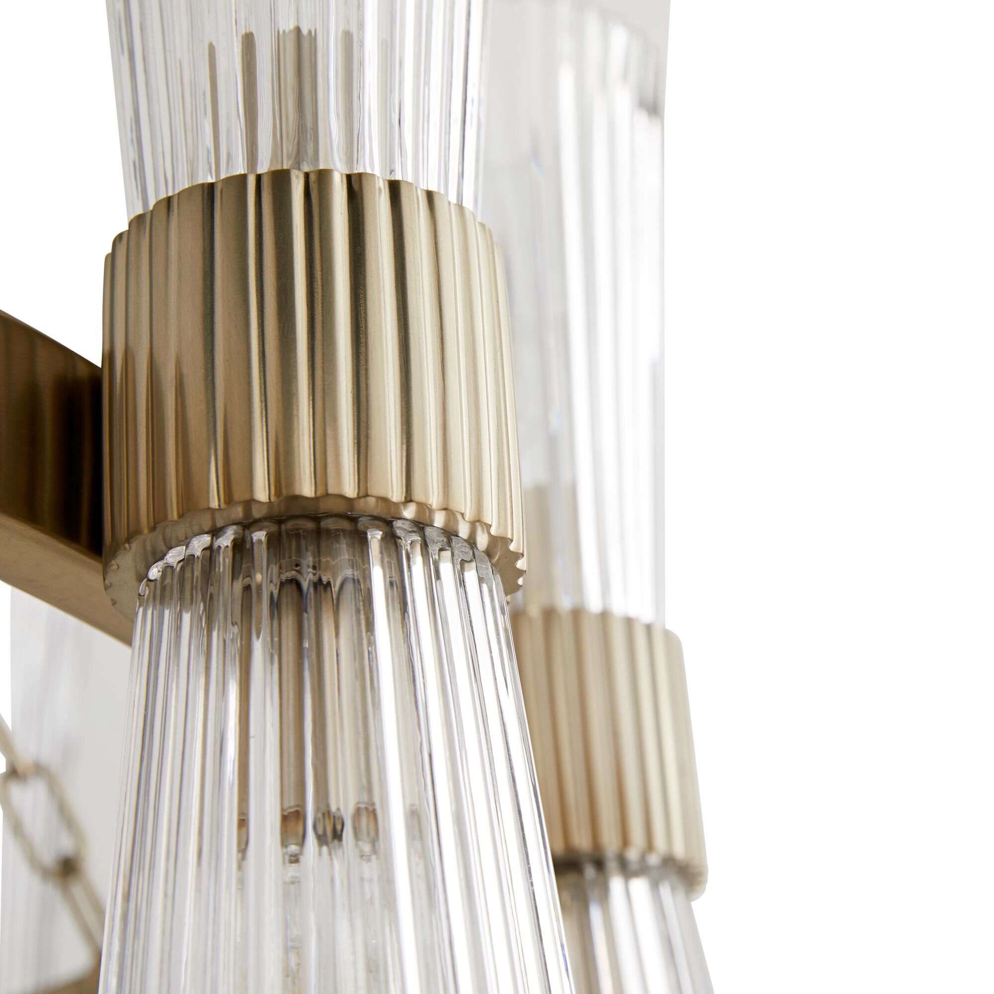 Shown in Pale Brass finish and Clear Fluted glass