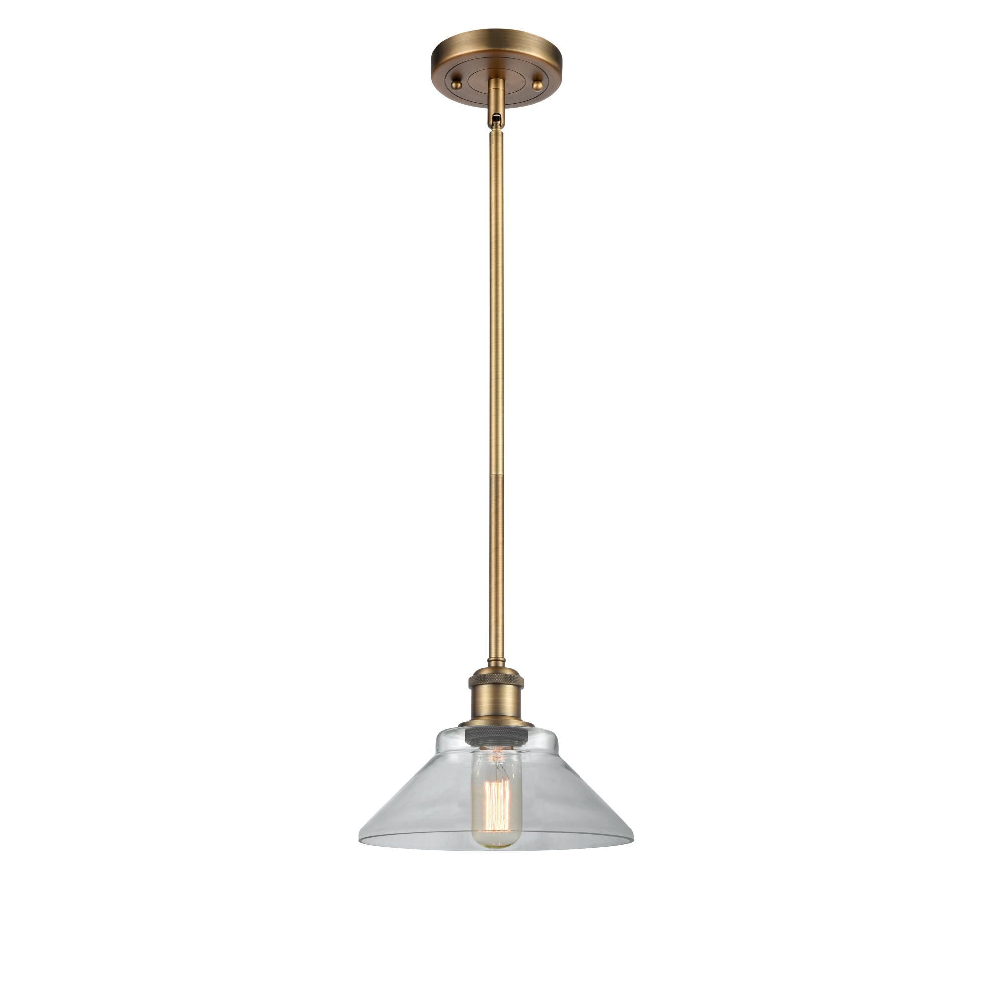 Shown in Brushed Brass finish and Disc glass and Glass shade