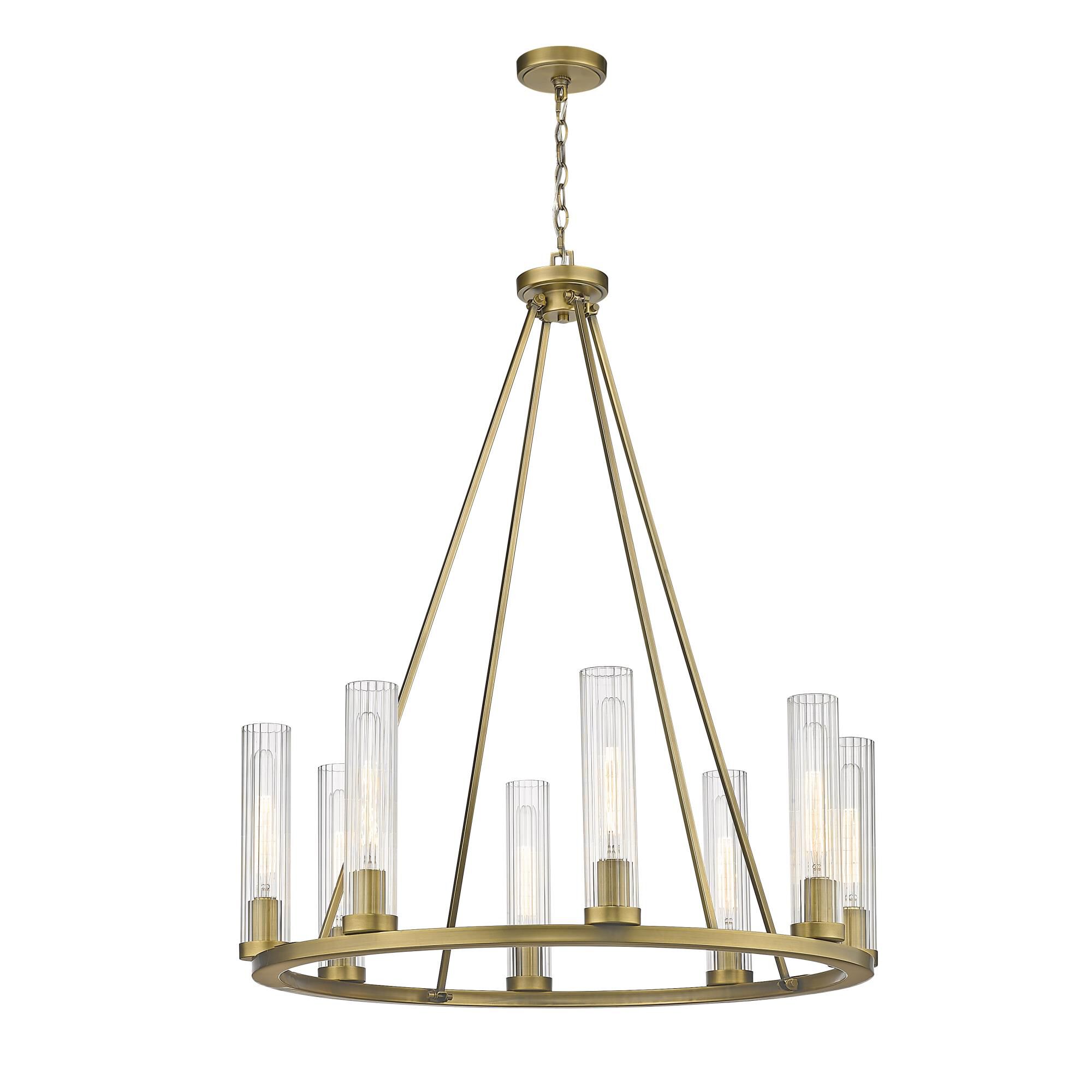 Shown in Rubbed Brass finish and Glass shade