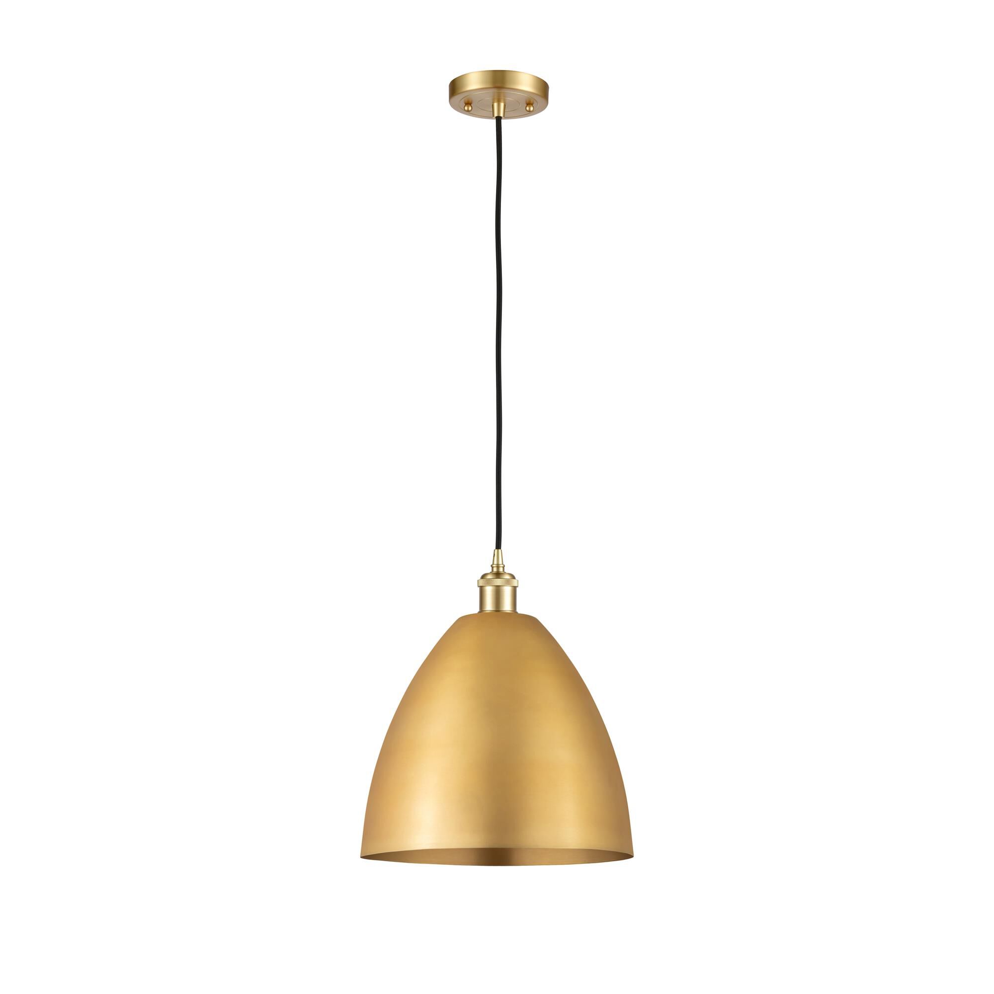 Shown in Satin Gold finish and Clear glass and Matte Black Ballston Dome shade