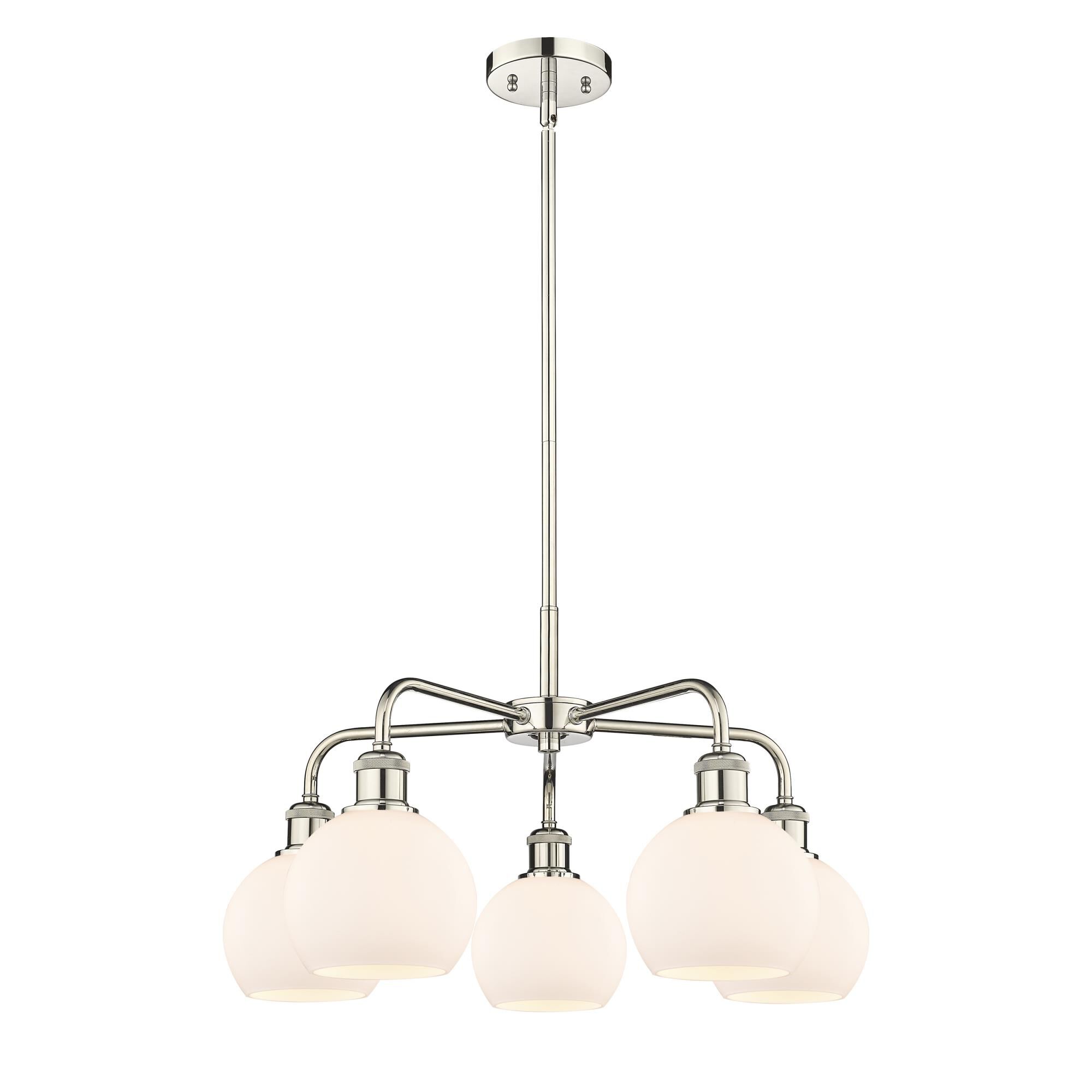 Shown in Polished Nickel finish and Matte White glass