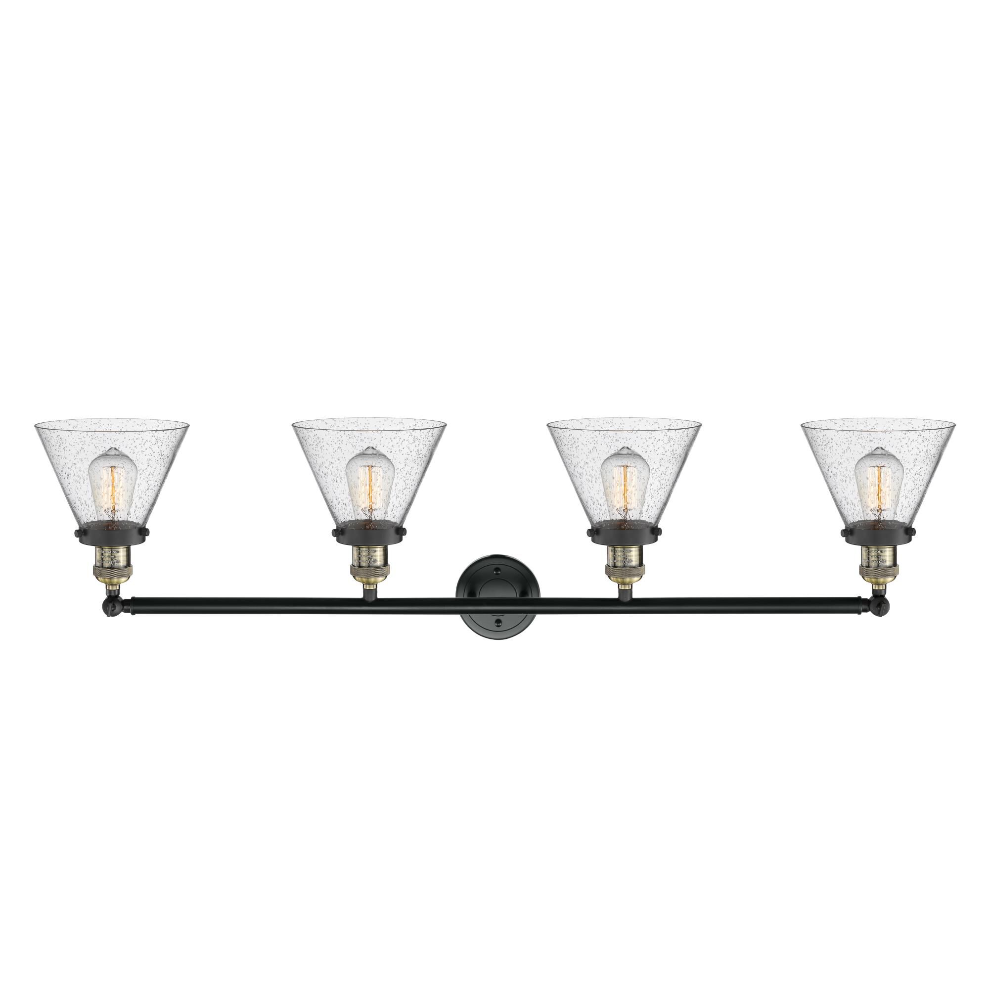 Shown in Black Antique Brass finish and Seedy glass
