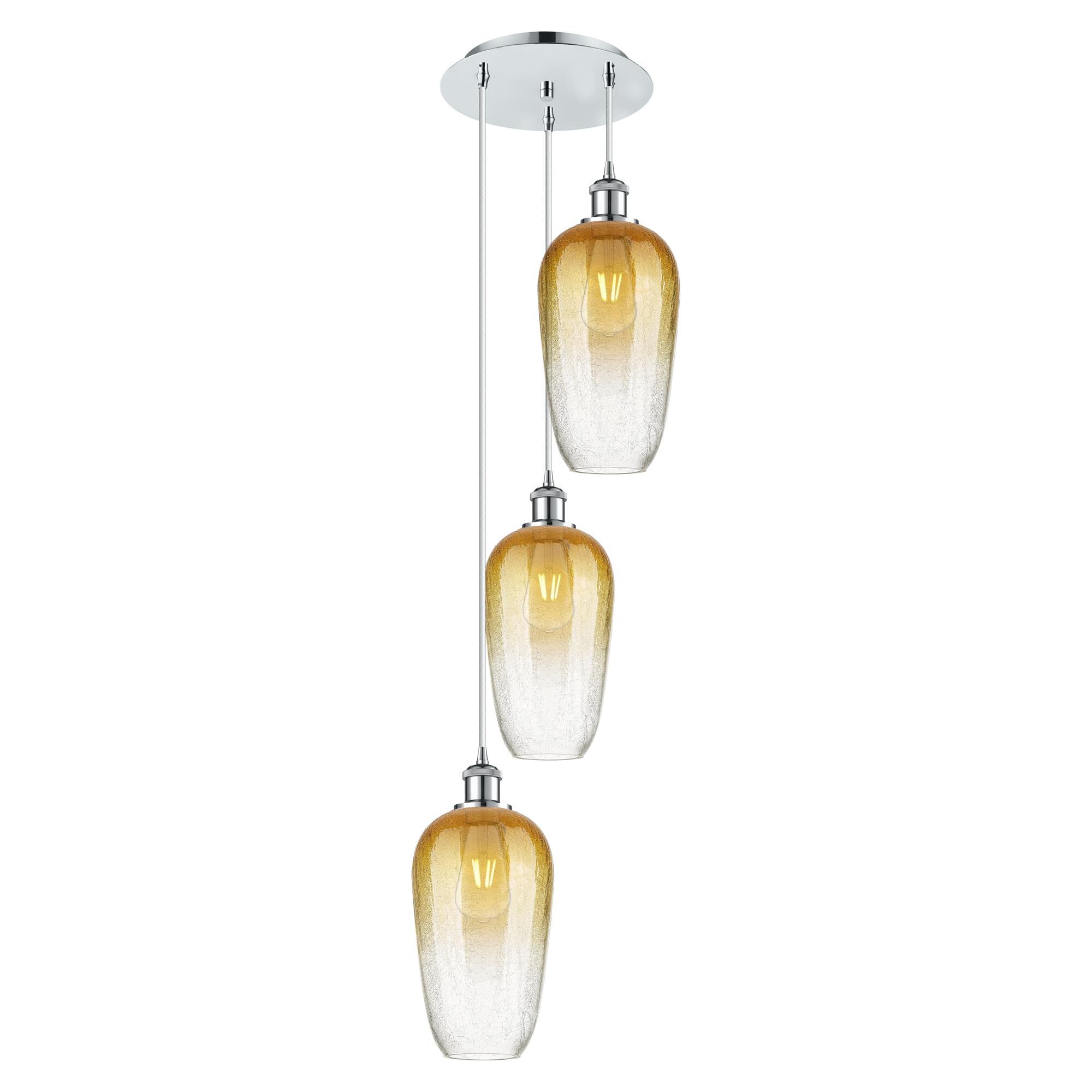 Shown in Polished Chrome finish and Amber glass