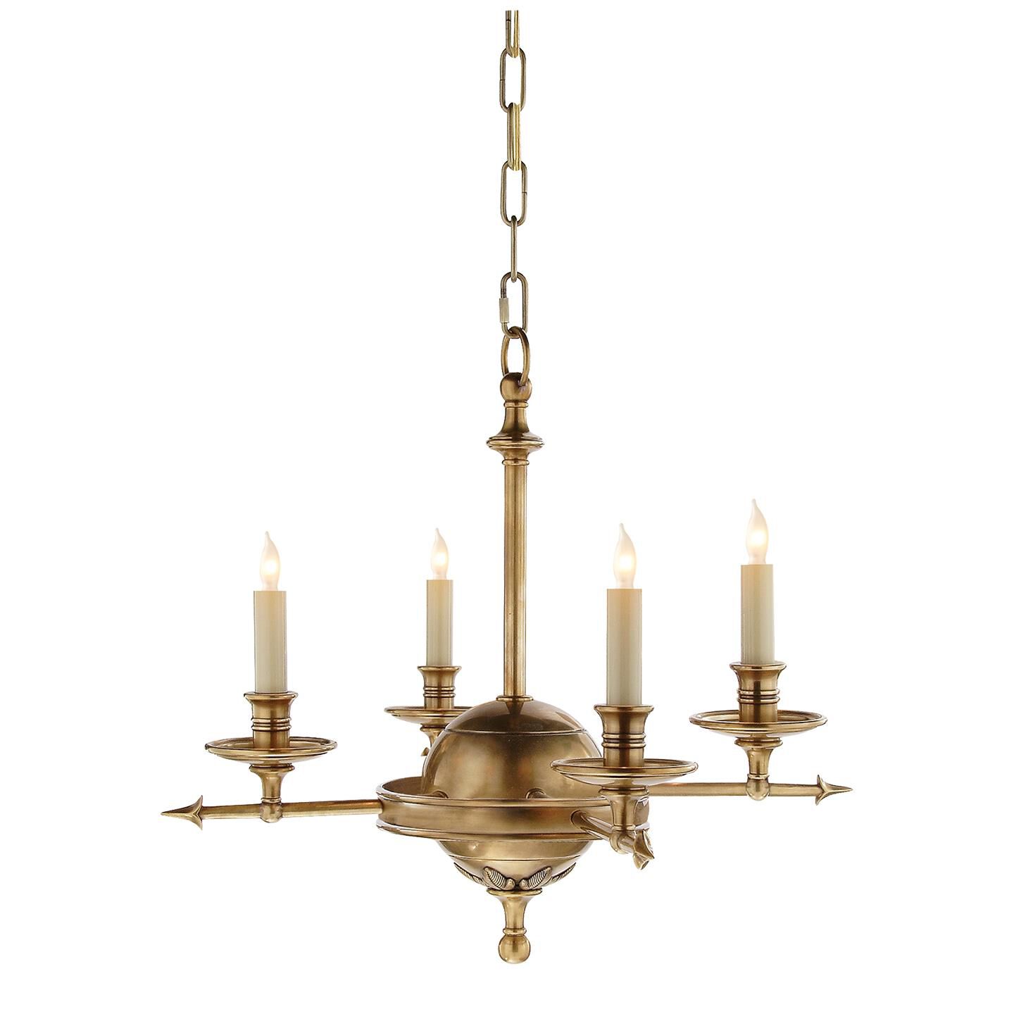 Chapman & Myers Leaf And Arrow 15 Inch 4 Light Mini Chandelier,