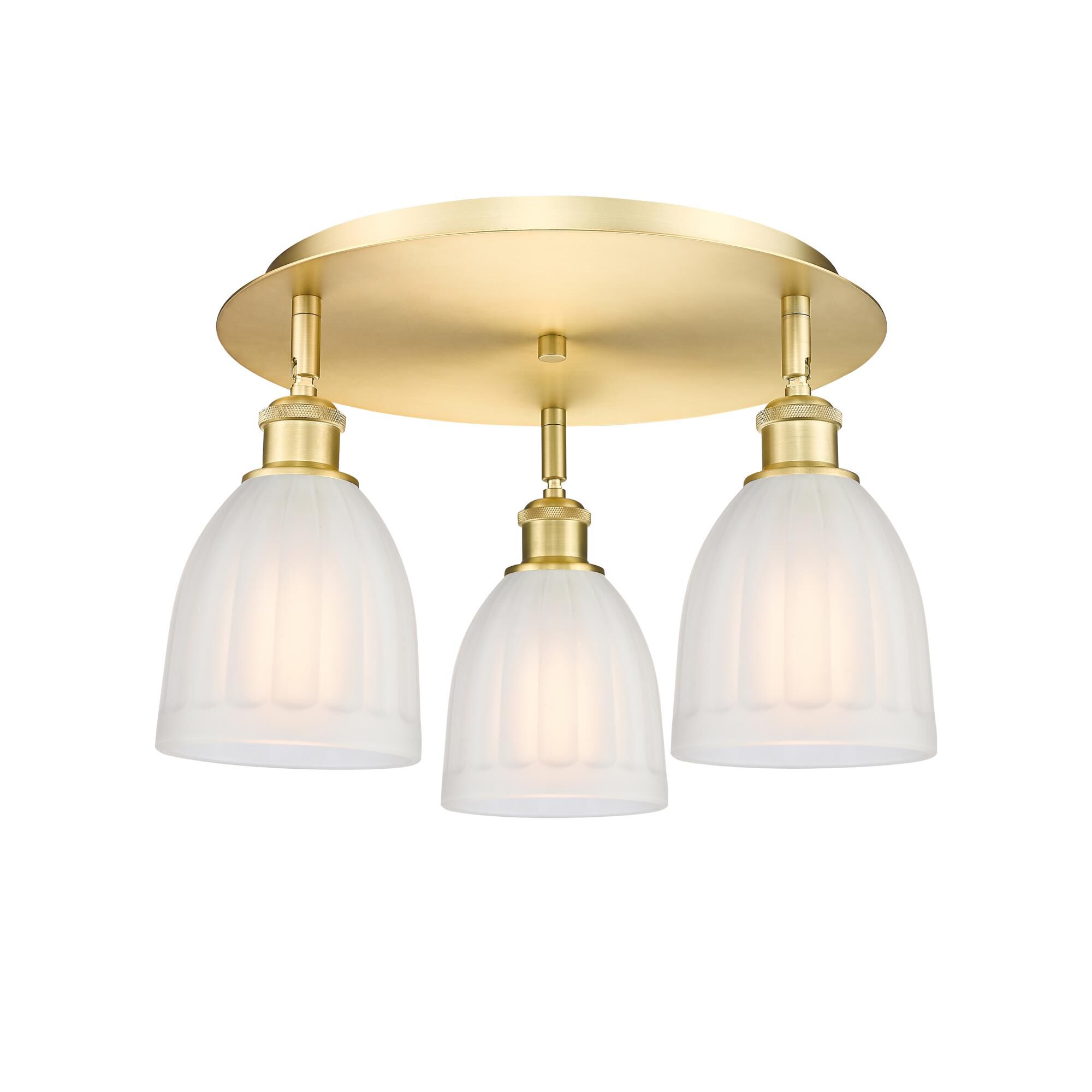 Shown in Satin Gold finish and White glass