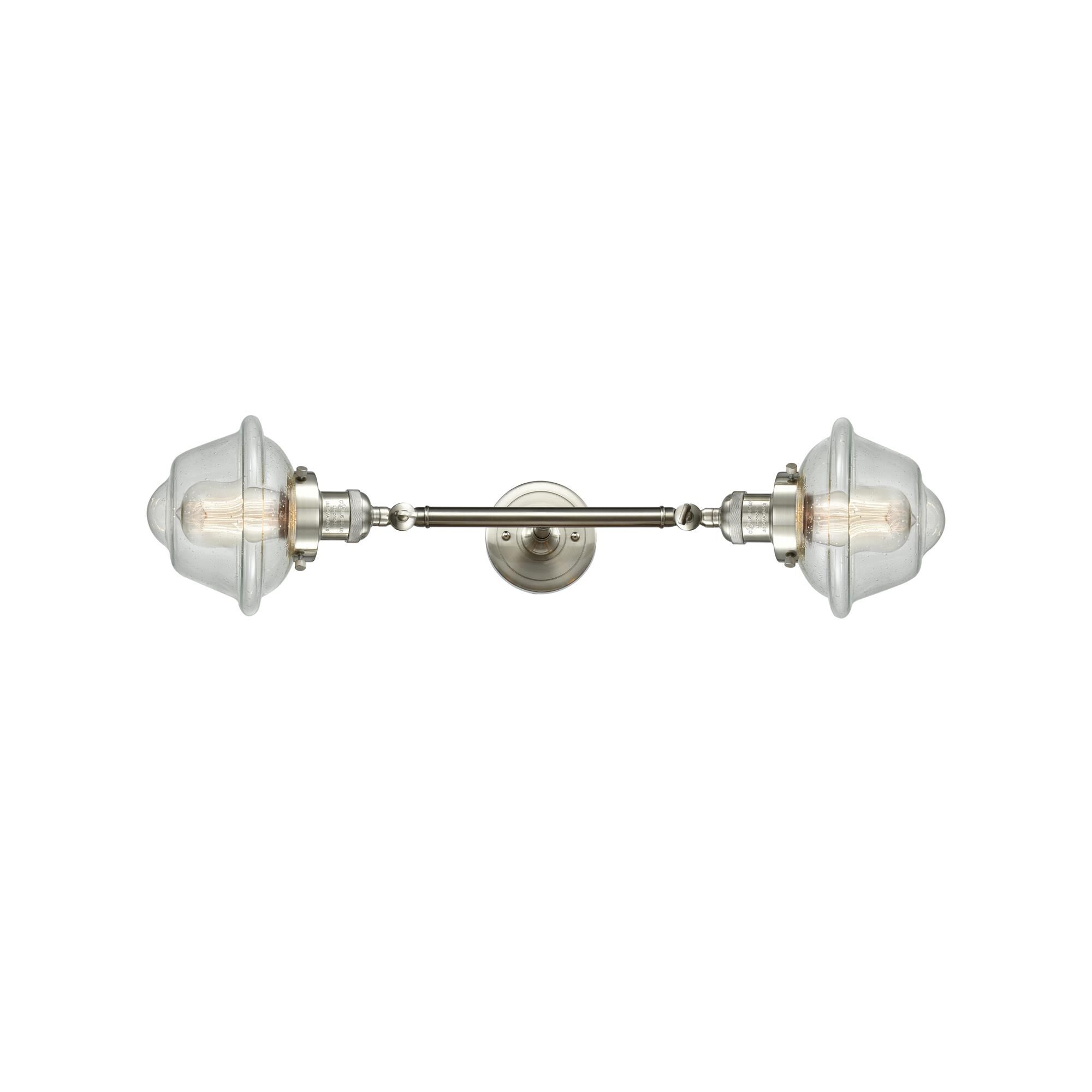 Shown in Brushed Satin Nickel finish and Seedy glass