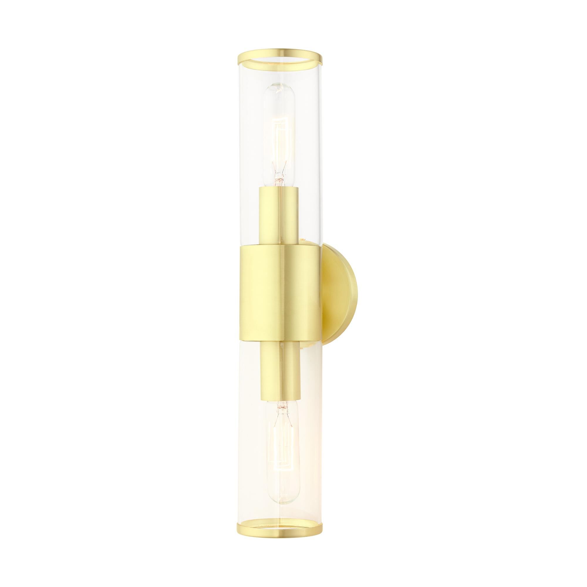 Shown in Satin Brass finish and Clear glass