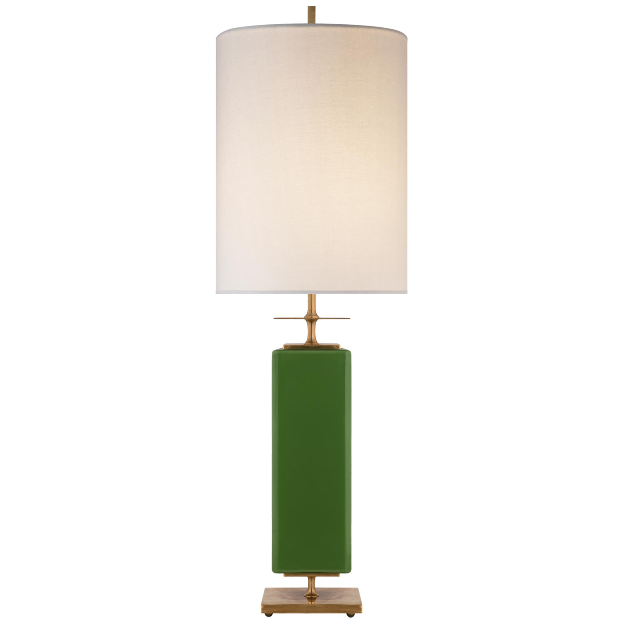 Shown in Green finish and Cream Linen shade