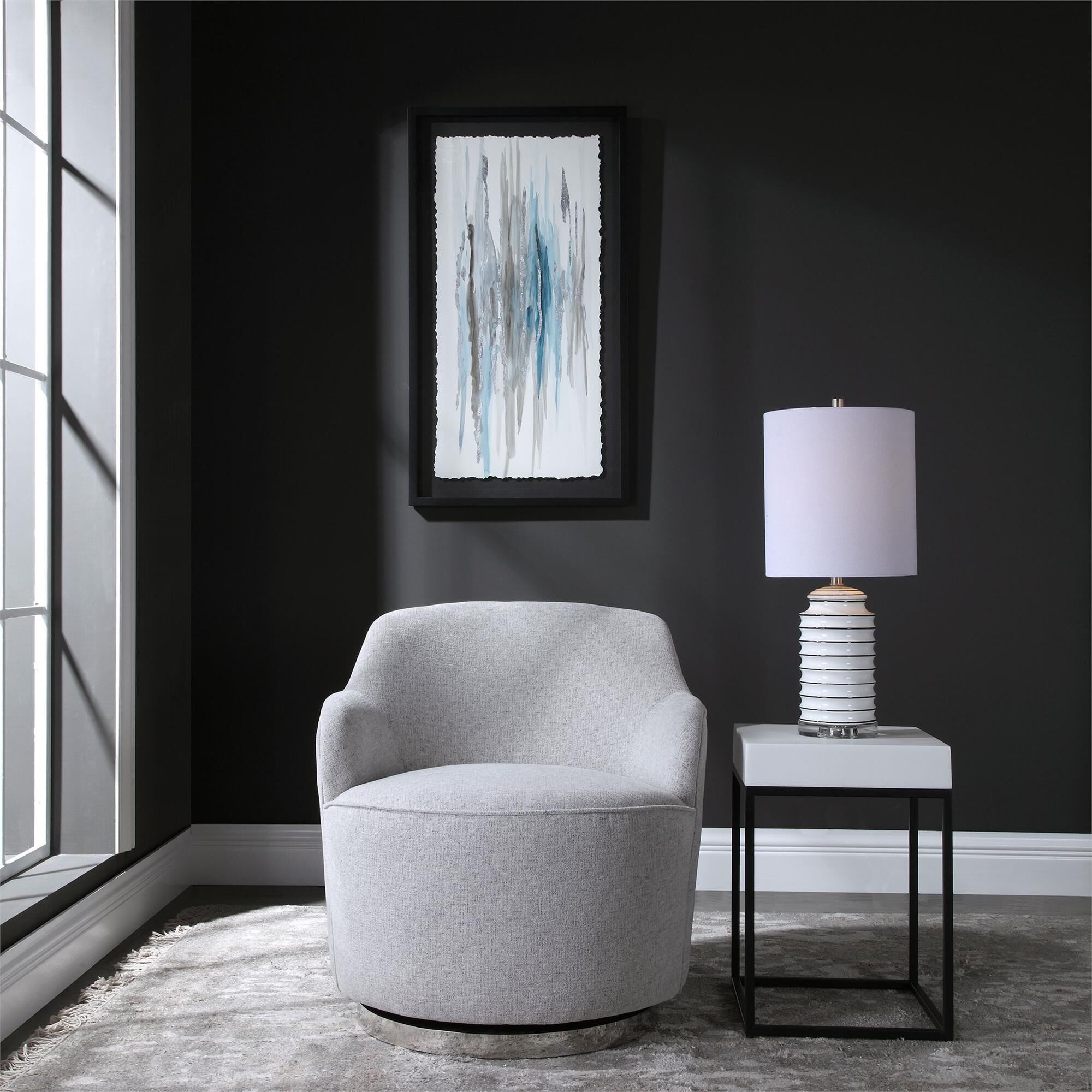 Shown in Casually Sloped For Maximum Comfort, This Accent Chair Is Tailored In Light Gray With Charcoal Grain finish
