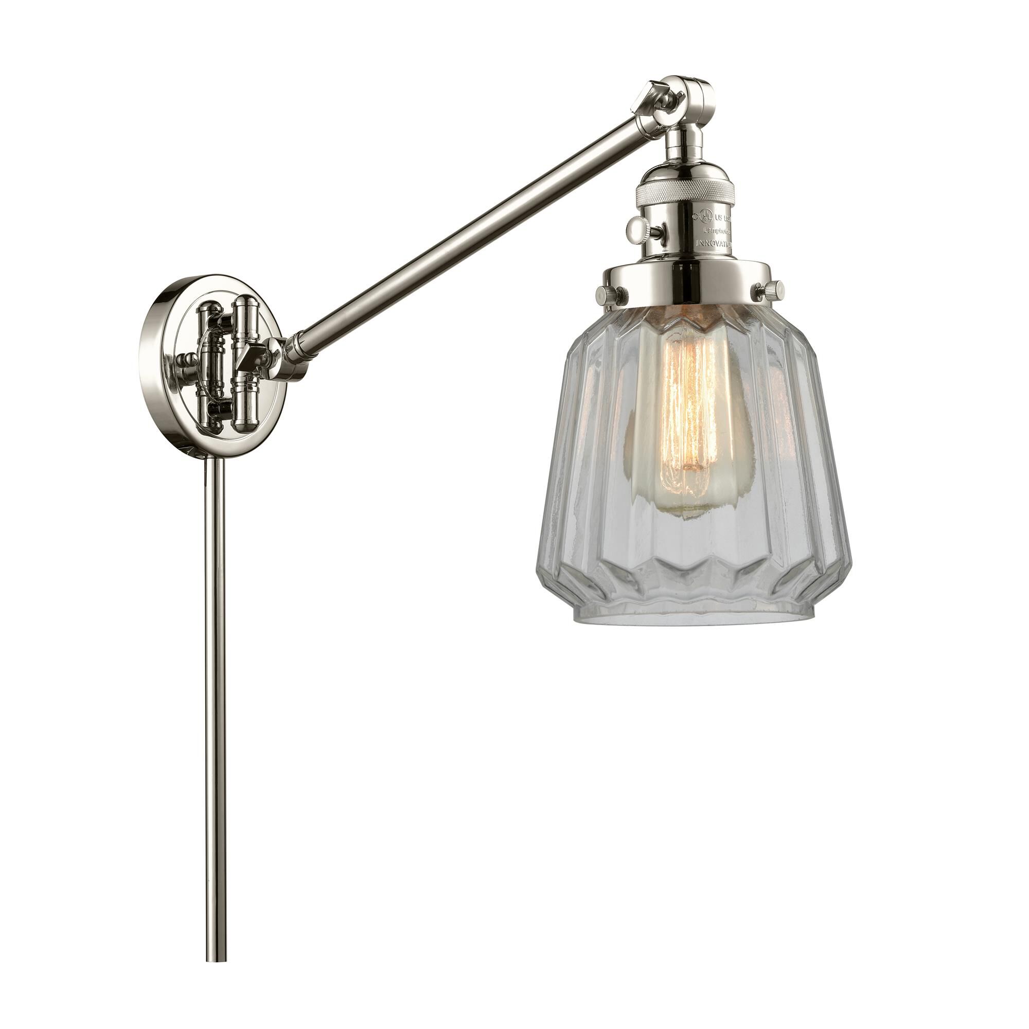 Shown in Polished Nickel finish and Clear glass