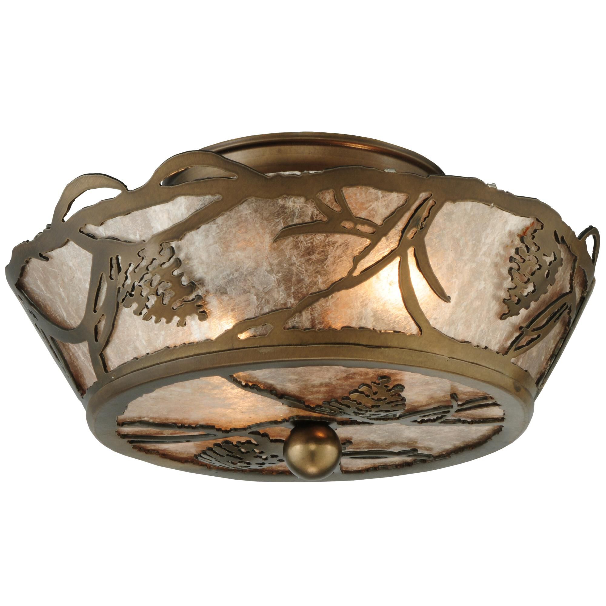 Shown in Antique Copper Finish finish and Silver Mica glass