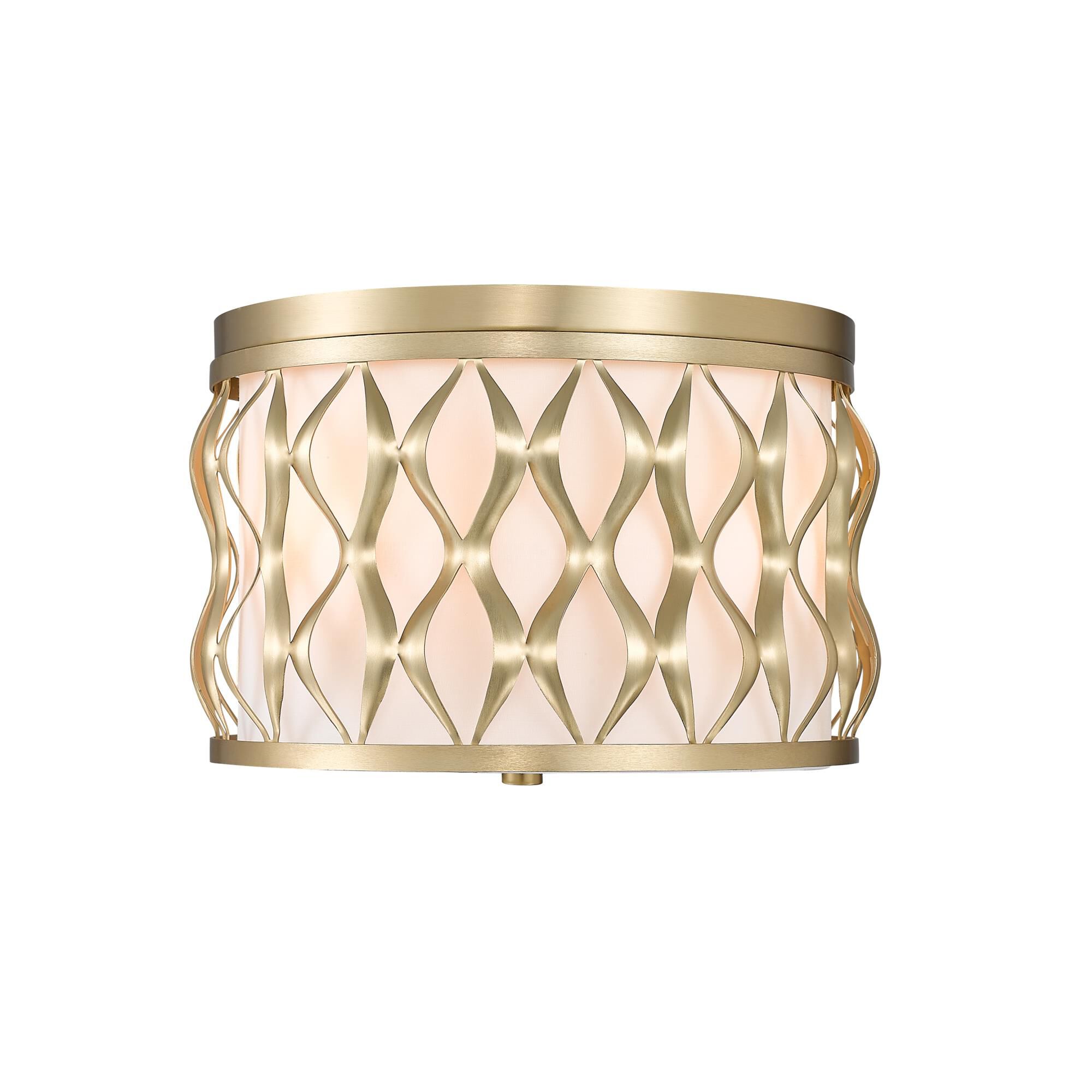 Shown in Modern Gold finish and White glass and White shade