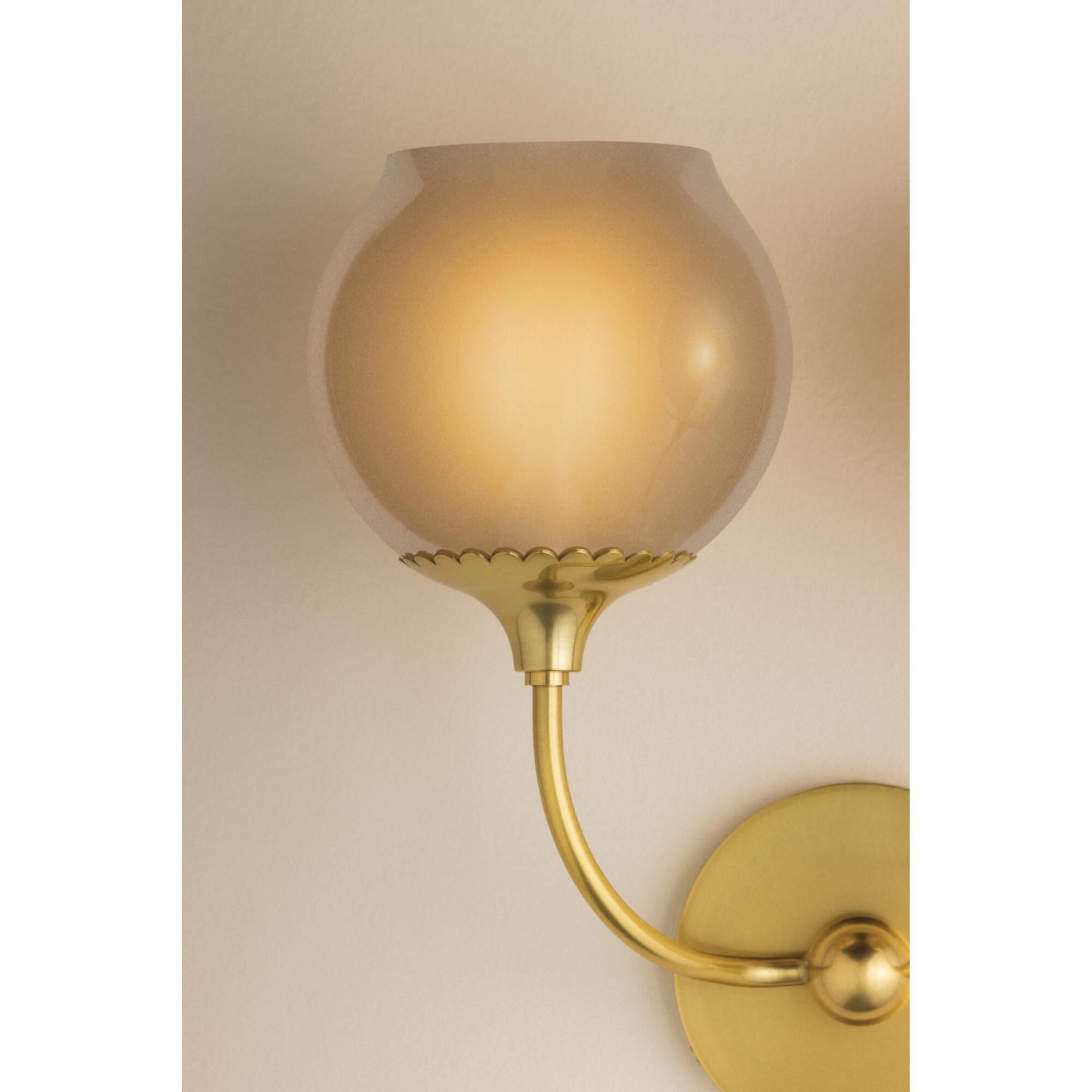 Shown in Aged Brass finish and Etched Champagne glass