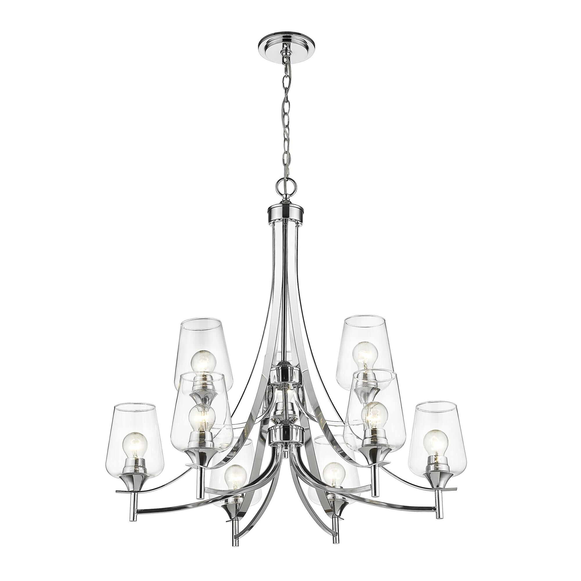 Shown in Chrome finish and Glass shade