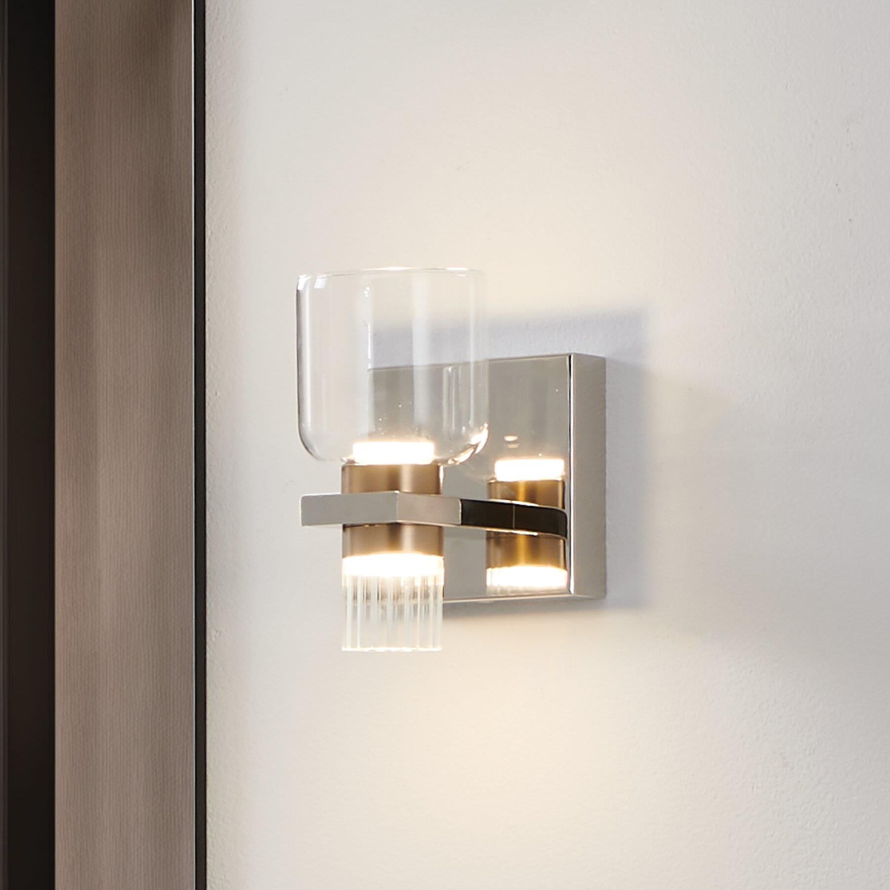 Shown in Polished Nickel finish and Clear, Clear Ribbed glass