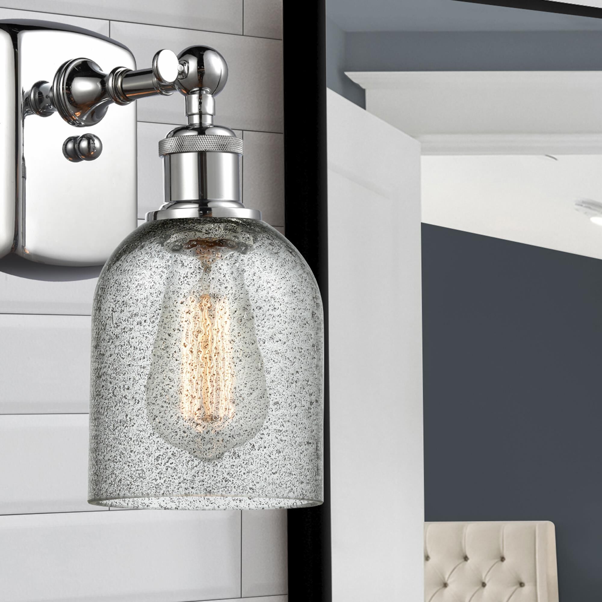 Shown in Polished Chrome finish and Charcoal glass
