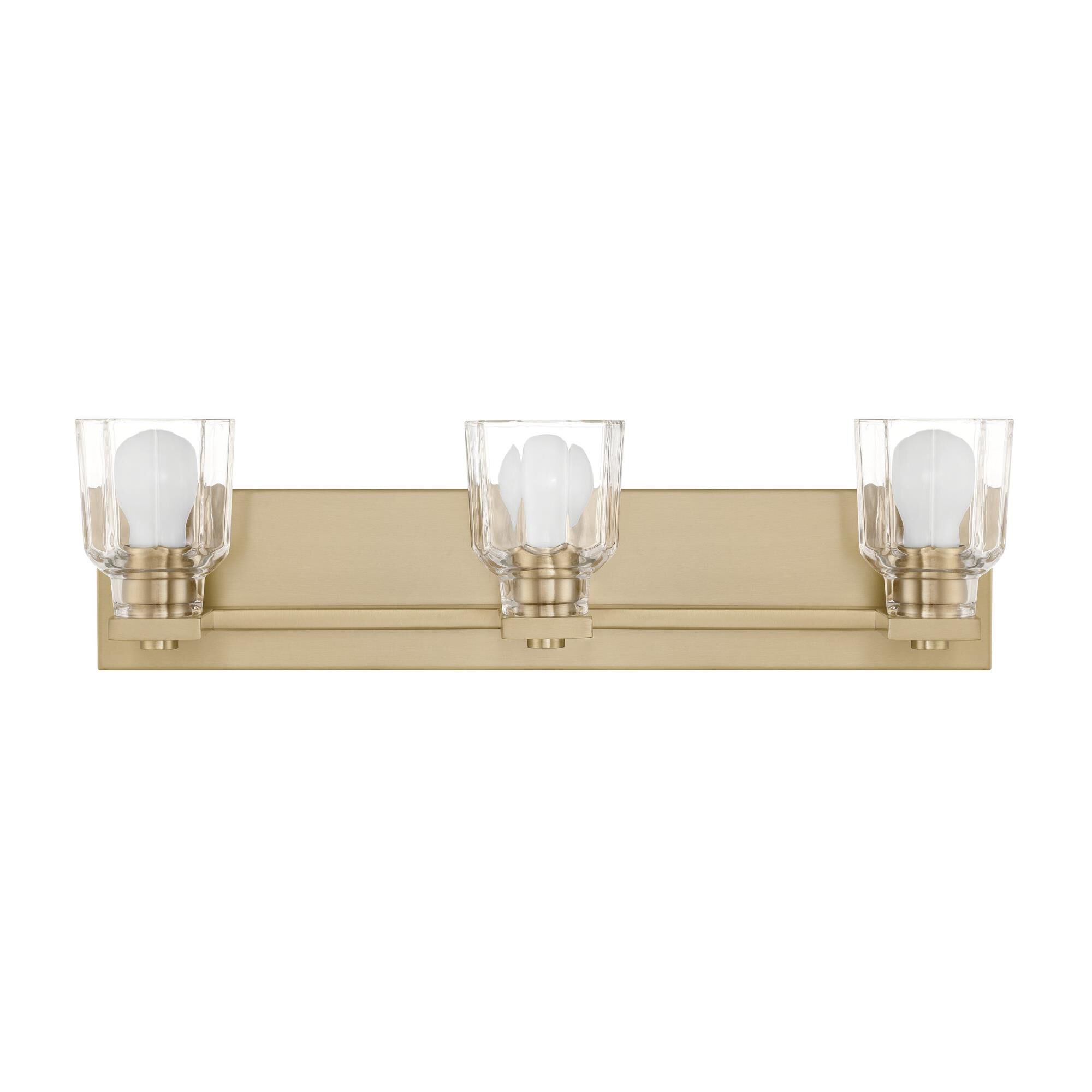 Shown in Champagne Gold finish and Clear Ribbed glass