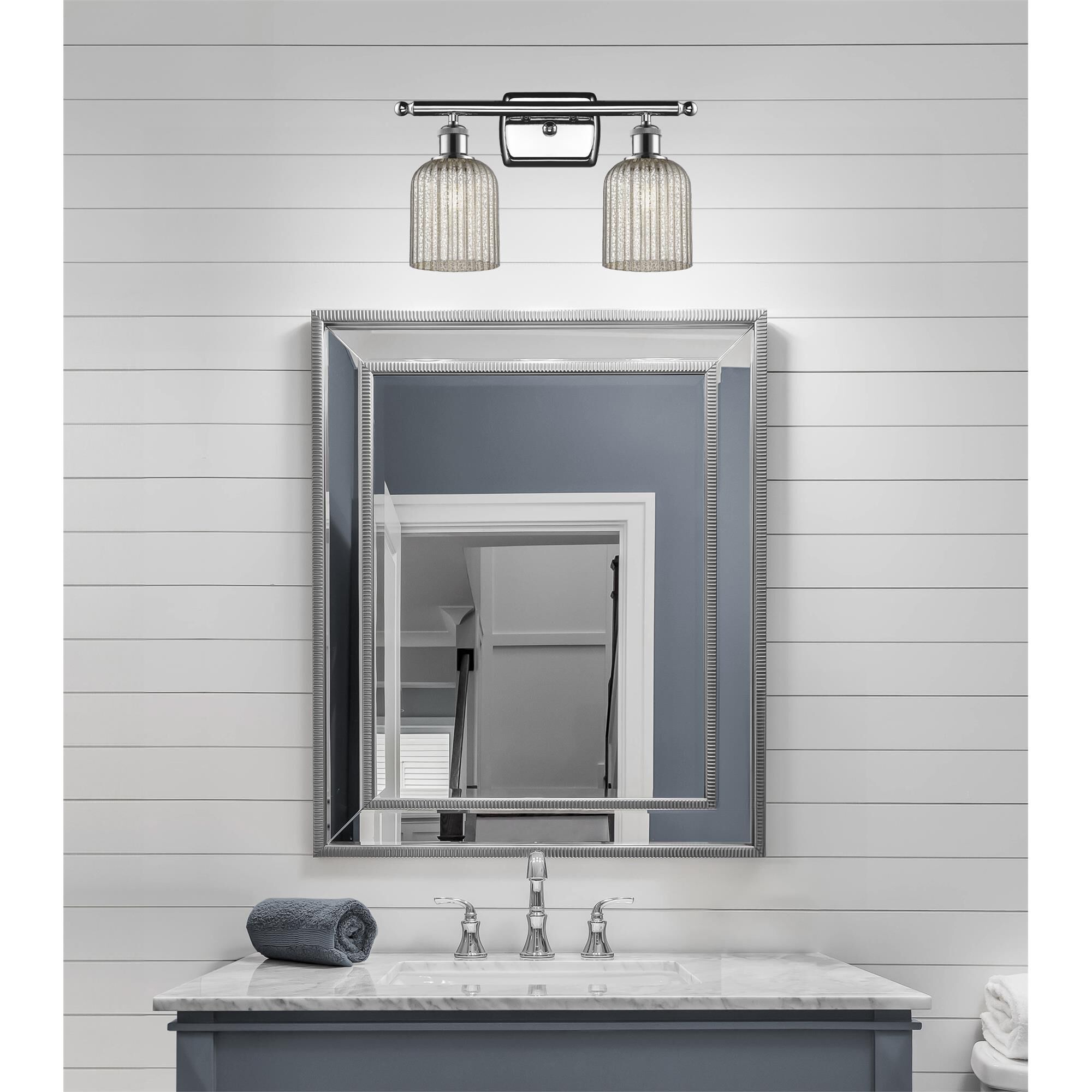Shown in Polished Chrome finish and Mercury glass