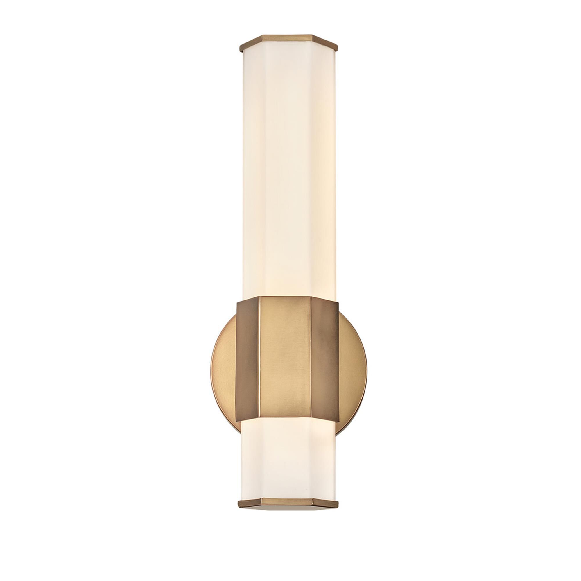 Shown in Heritage Brass finish and Etched glass