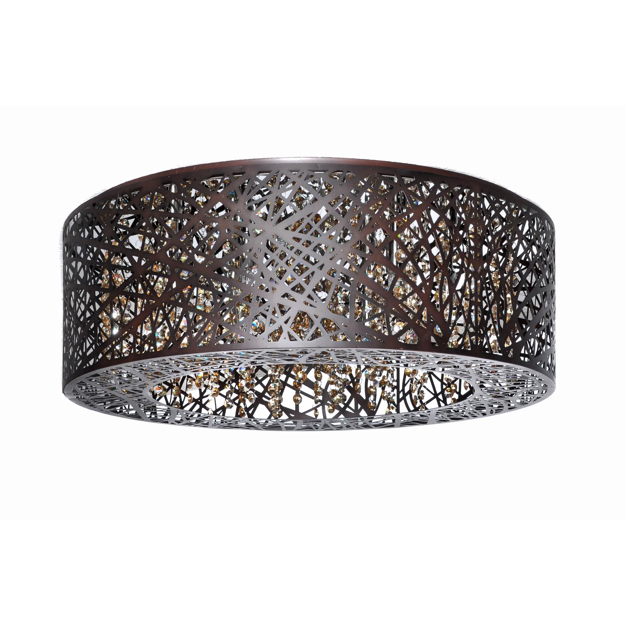 Shown in Bronze finish and Cognac crystal and Cognac glass and Metal shade