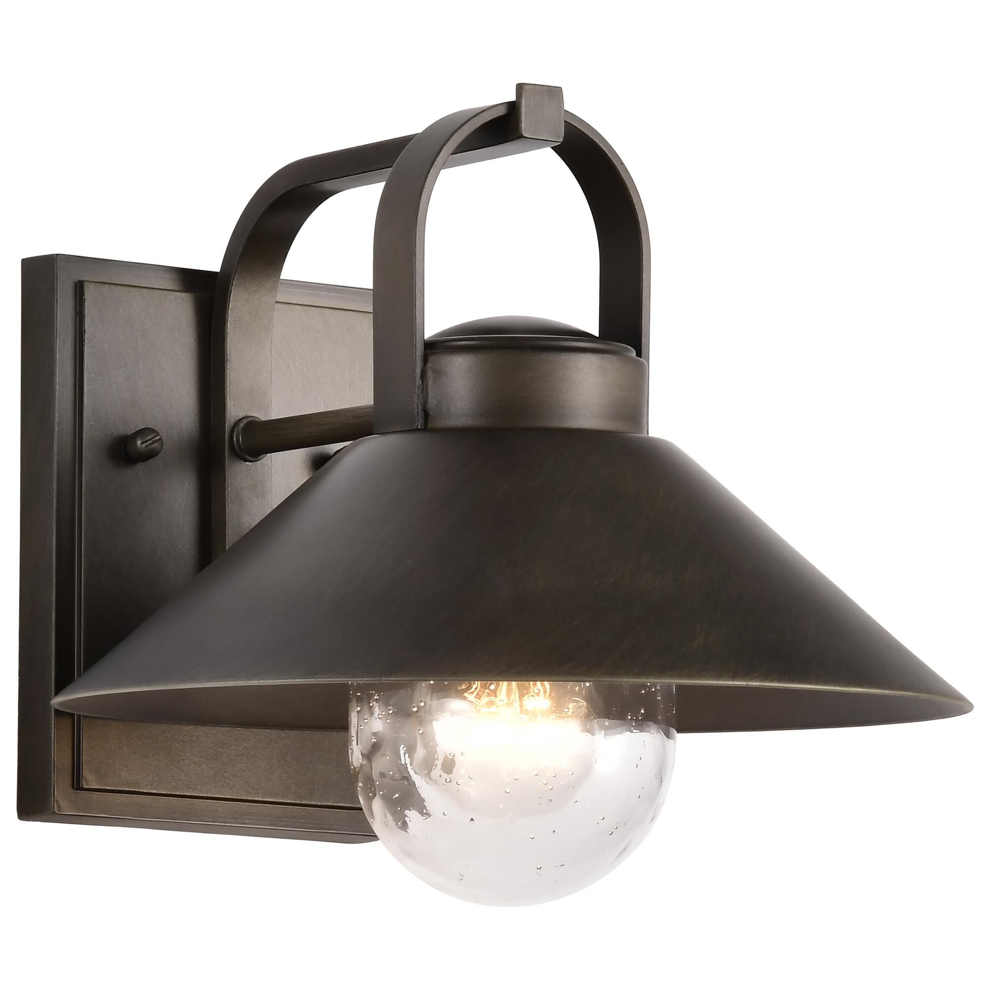 Shown in Bronze finish and Clear Seeded glass