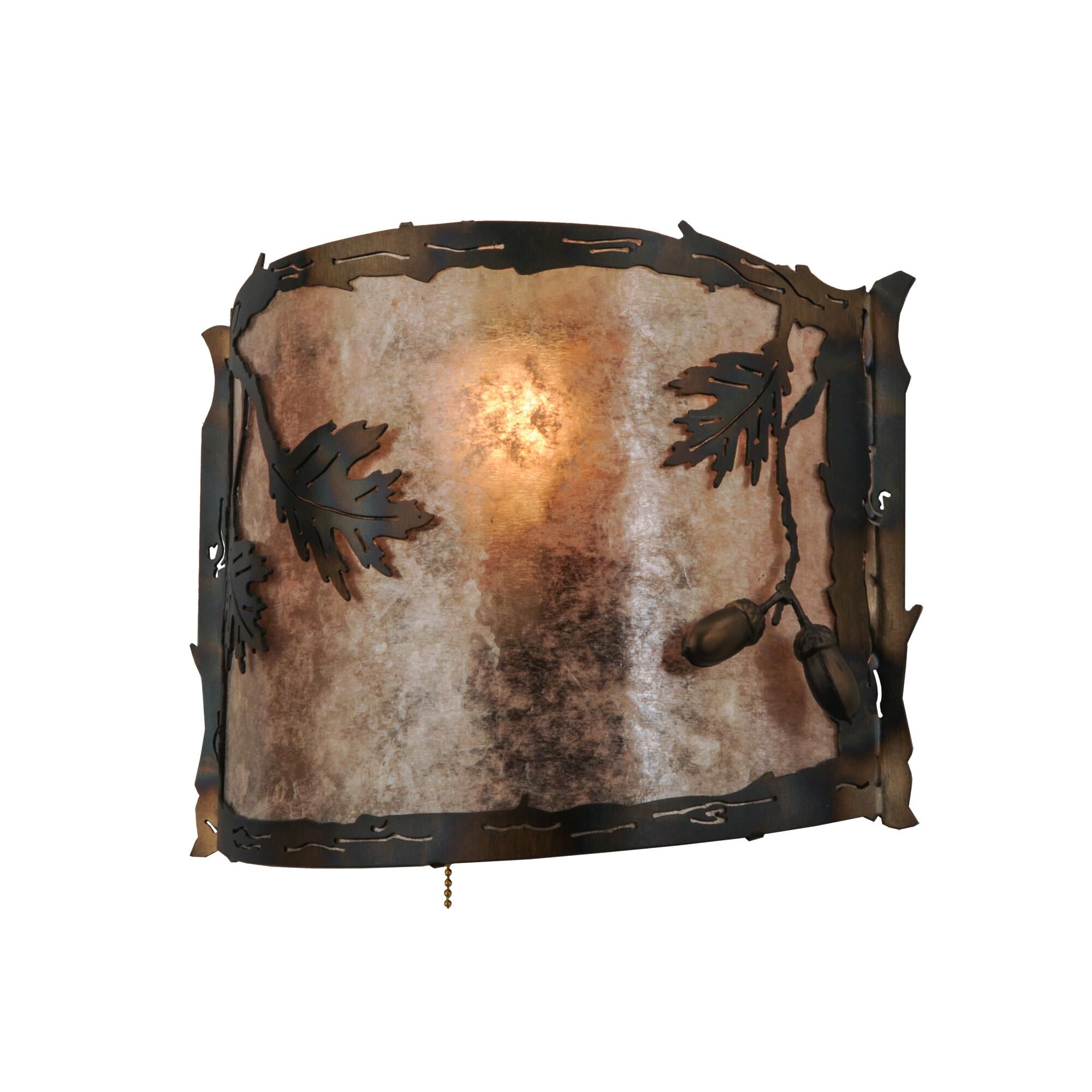 Shown in Antique Copper Finish finish and Silver Mica glass