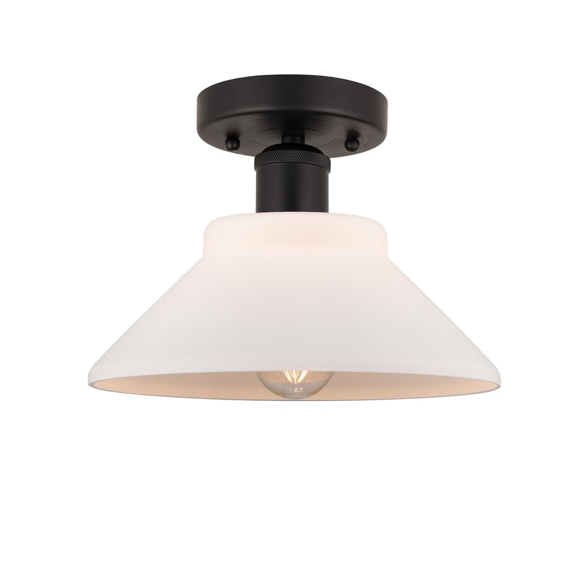 Shown in Oil Rubbed Bronze, Matte White finish and Matte White glass and Matte White Glass shade