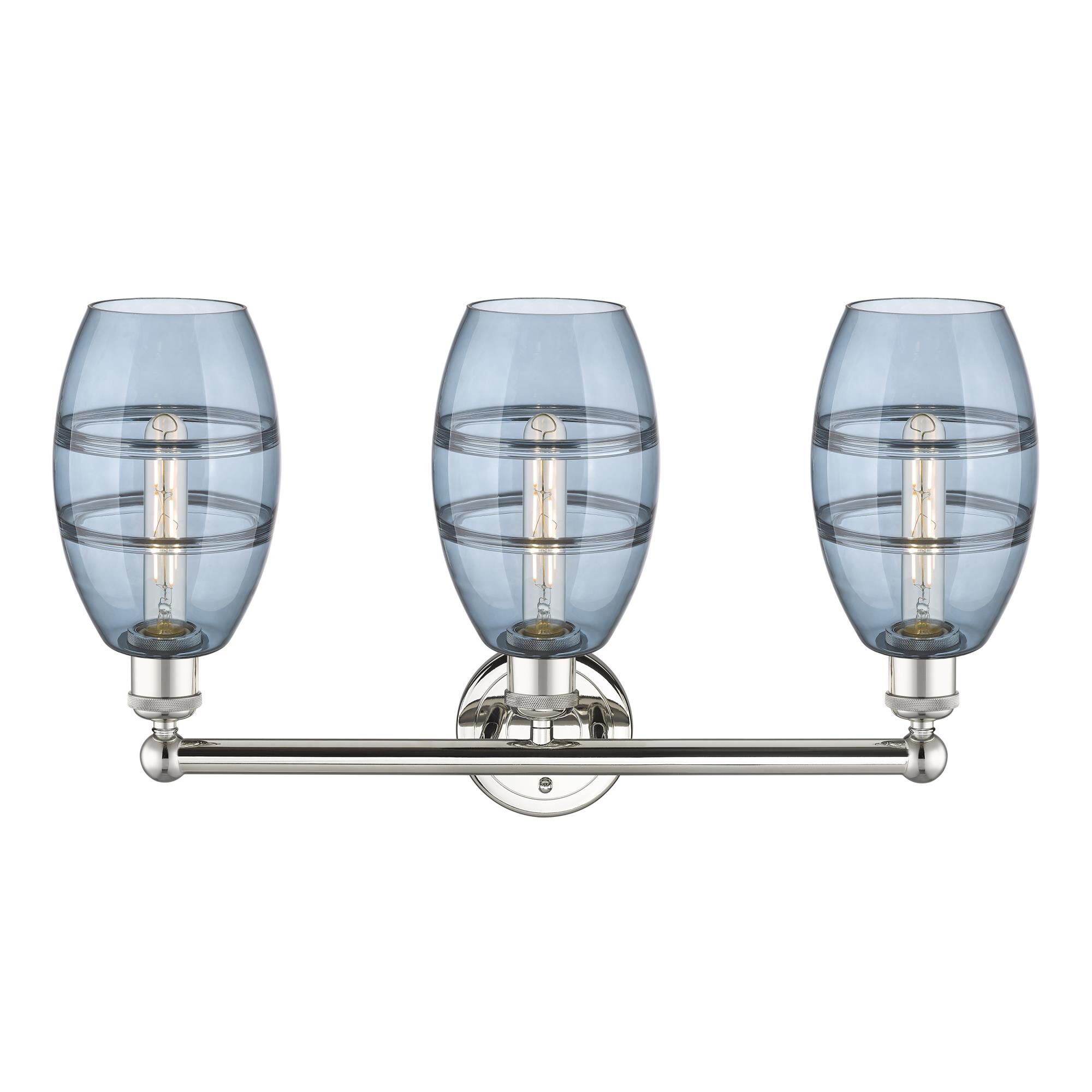 Shown in Polished Nickel finish and Princess Blue glass