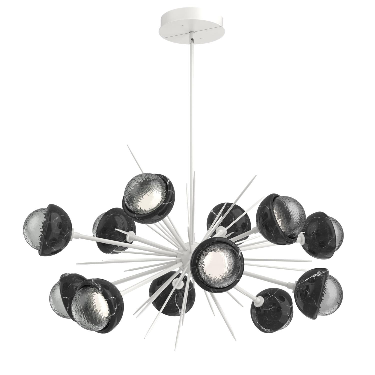 Shown in Salt White finish and Smoke glass and Black Marble accent