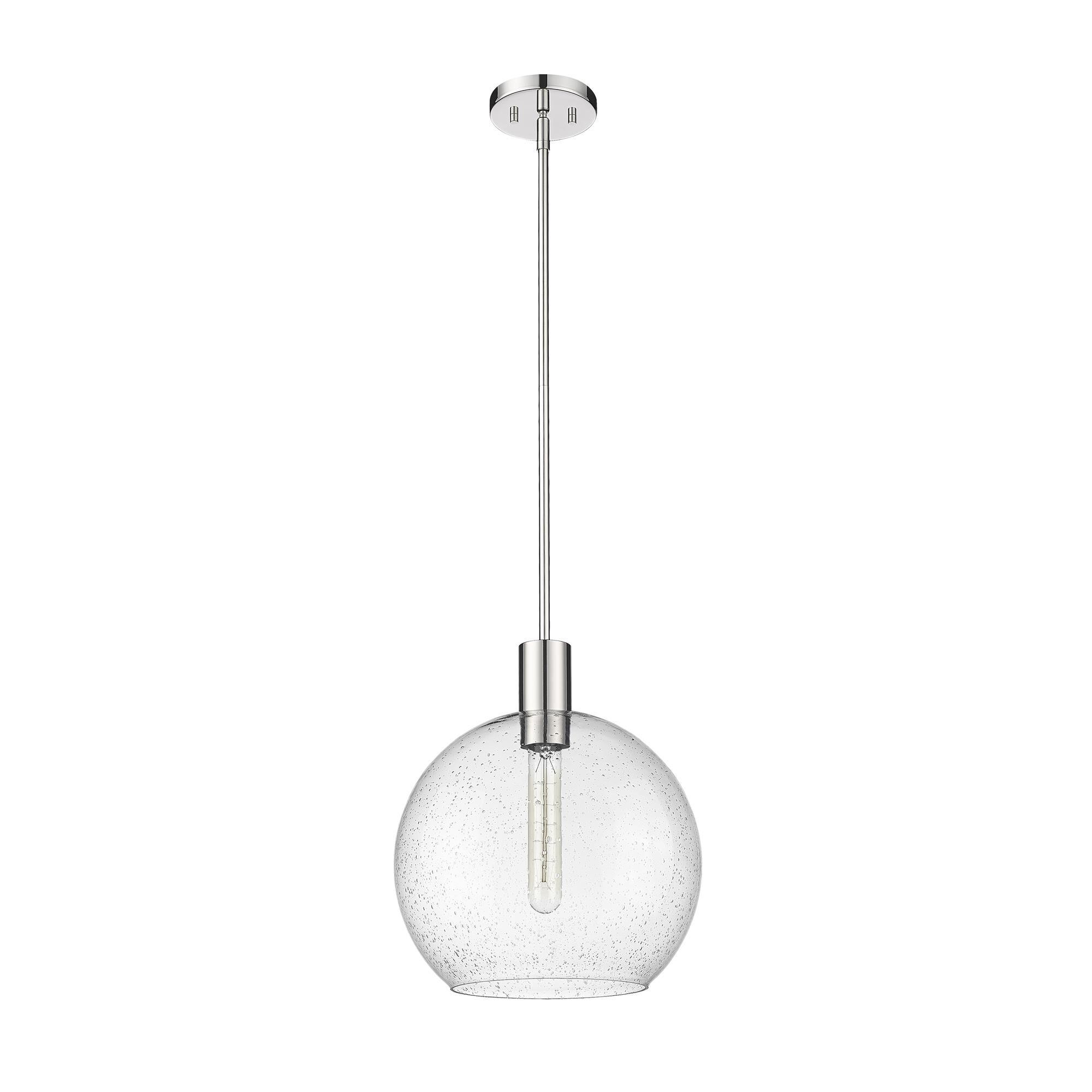 Shown in Polished Nickel finish and Clear Seedy glass