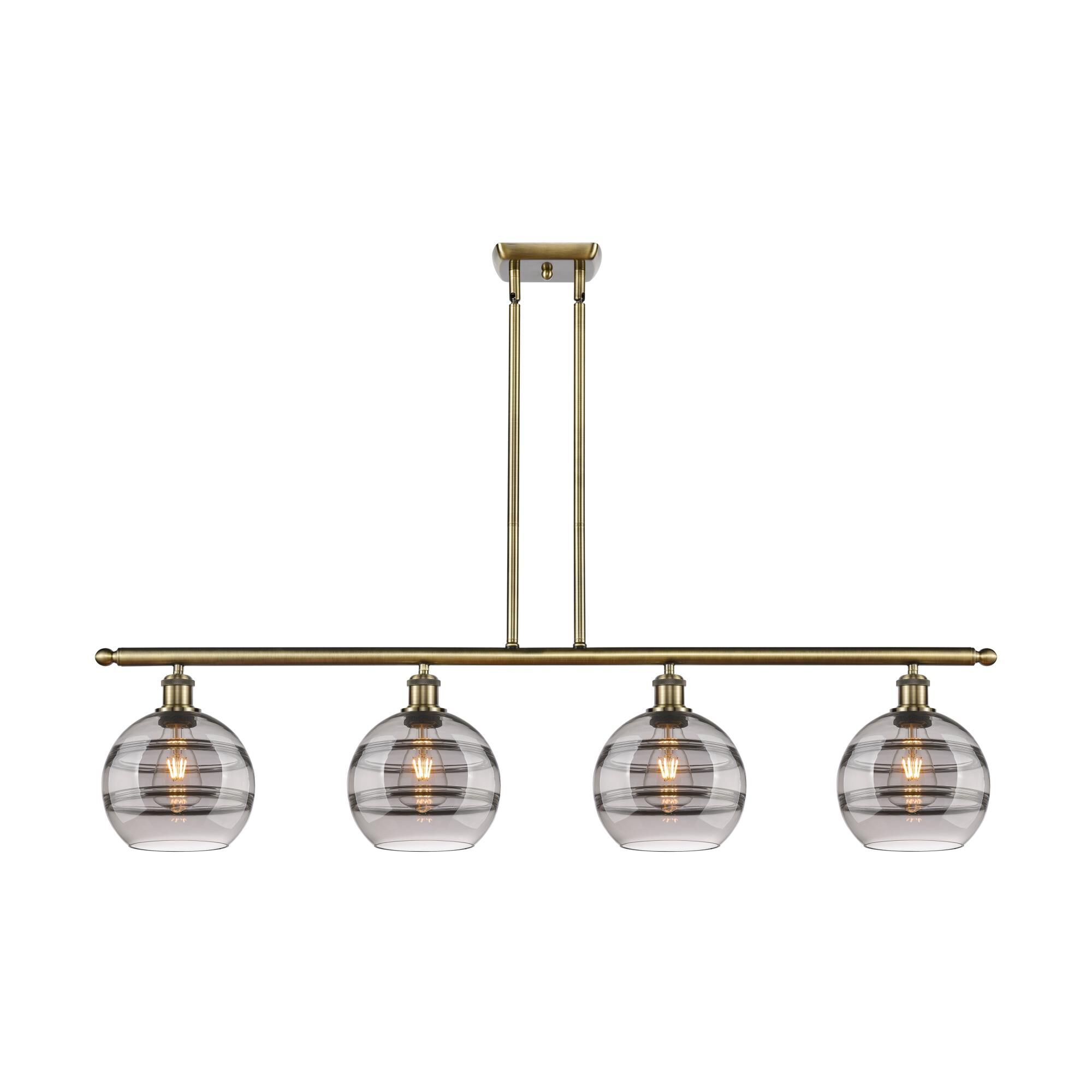 Shown in Antique Brass finish and Light Smoke glass