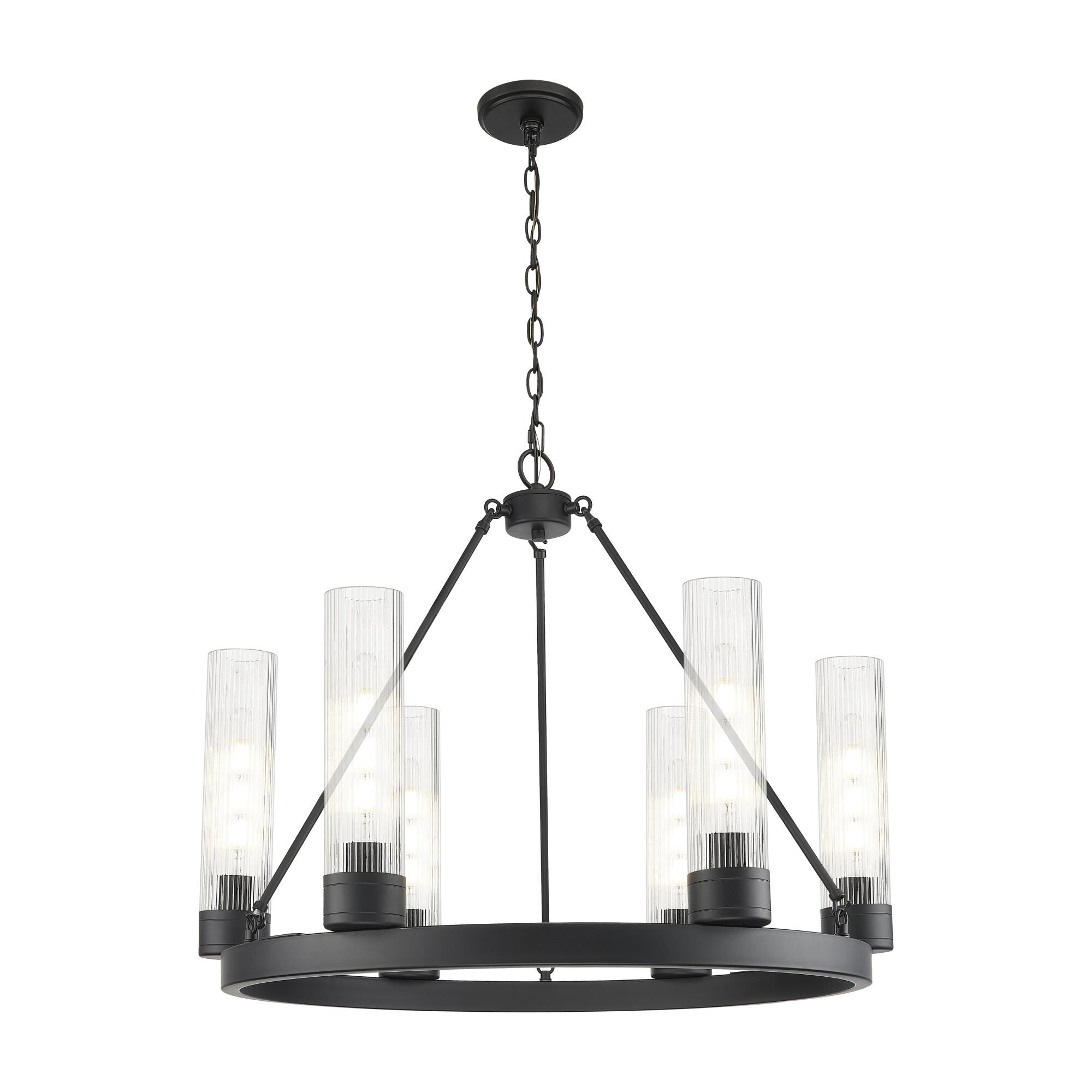 Shown in Matte Black finish and Striped Clear glass