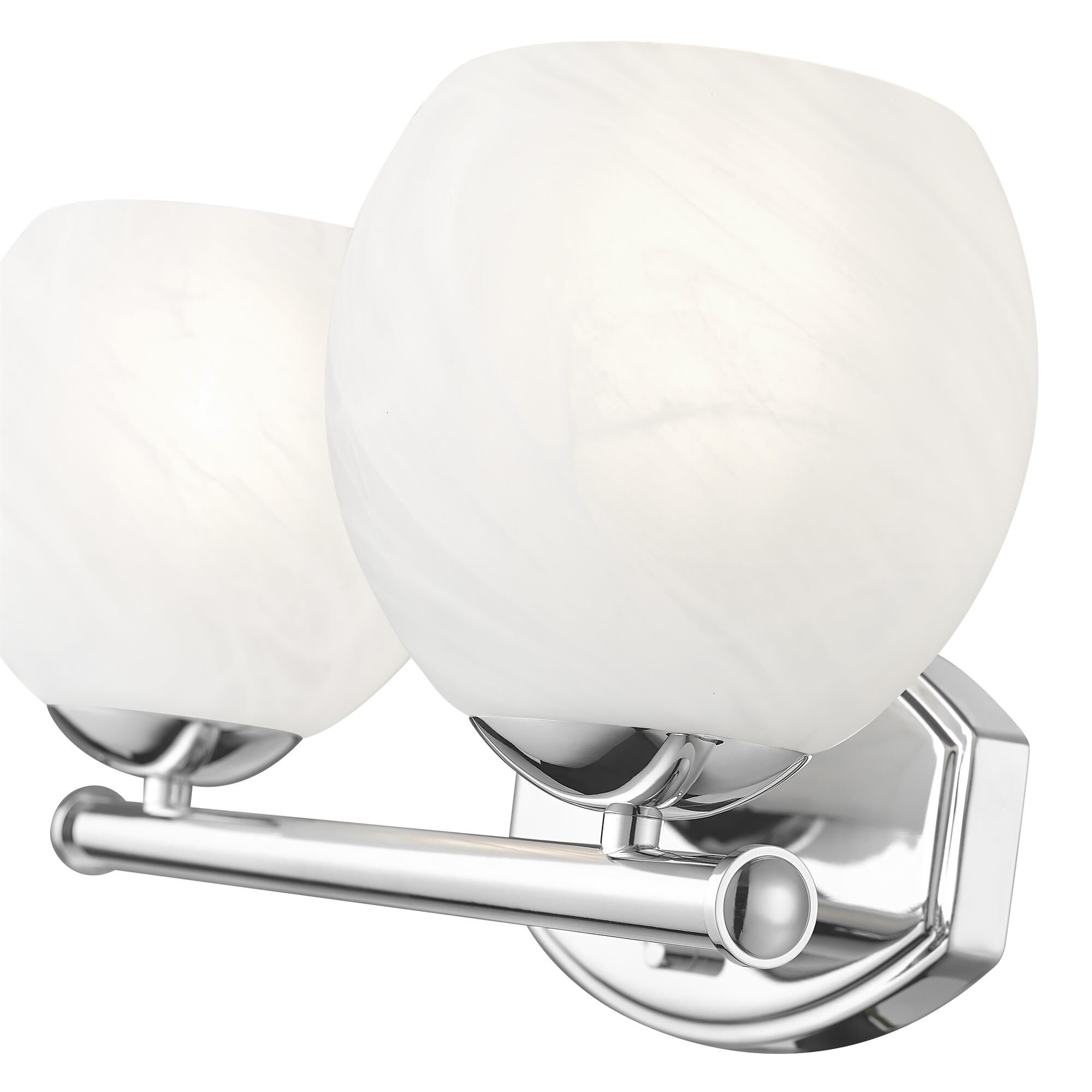 Shown in Chrome finish and Feathered White glass