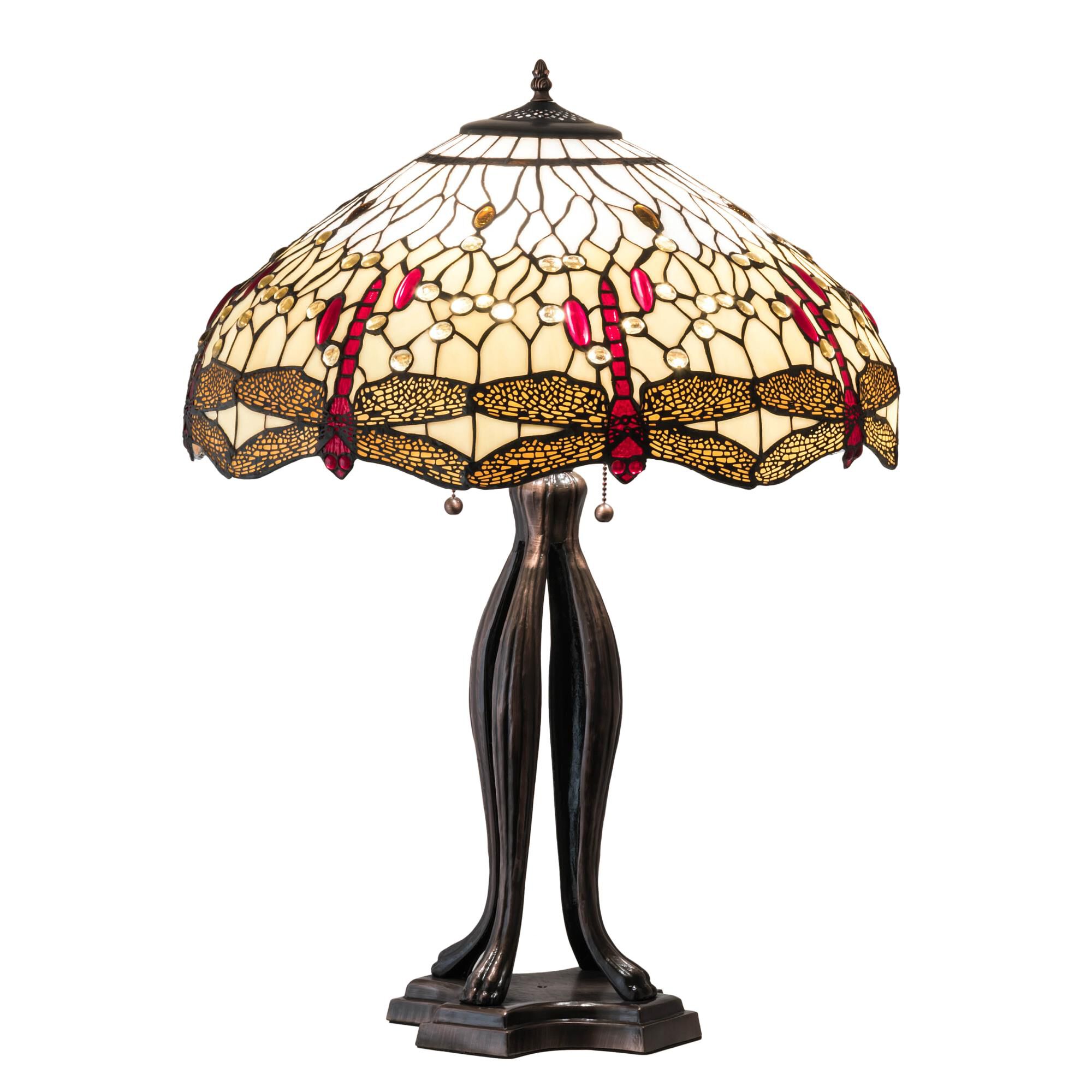 Tiffany Hanginghead Dragonfly 30 Inch Table Lamp by Meyda Lighting
