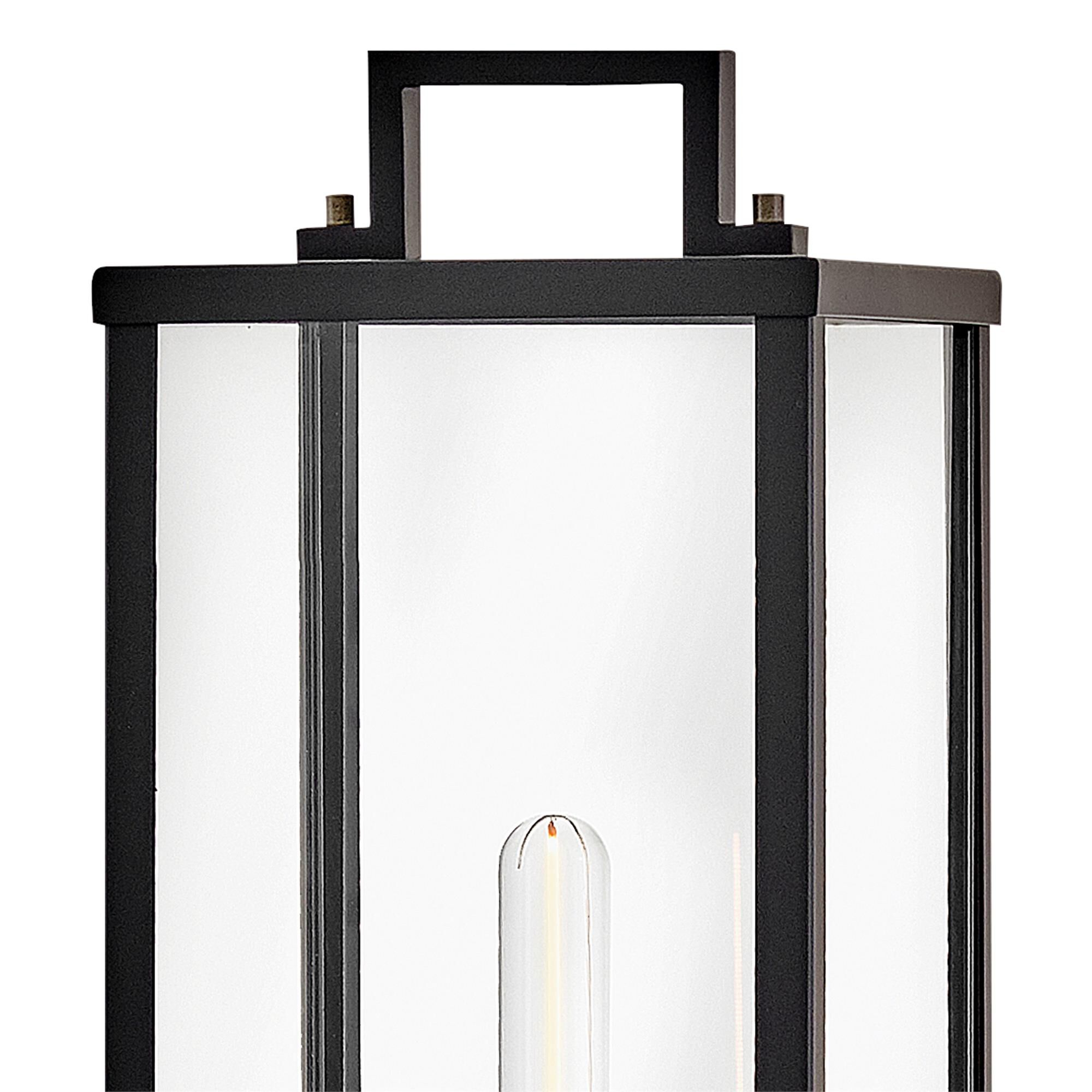 Shown in Black finish and Clear glass and Burnished Bronze accent