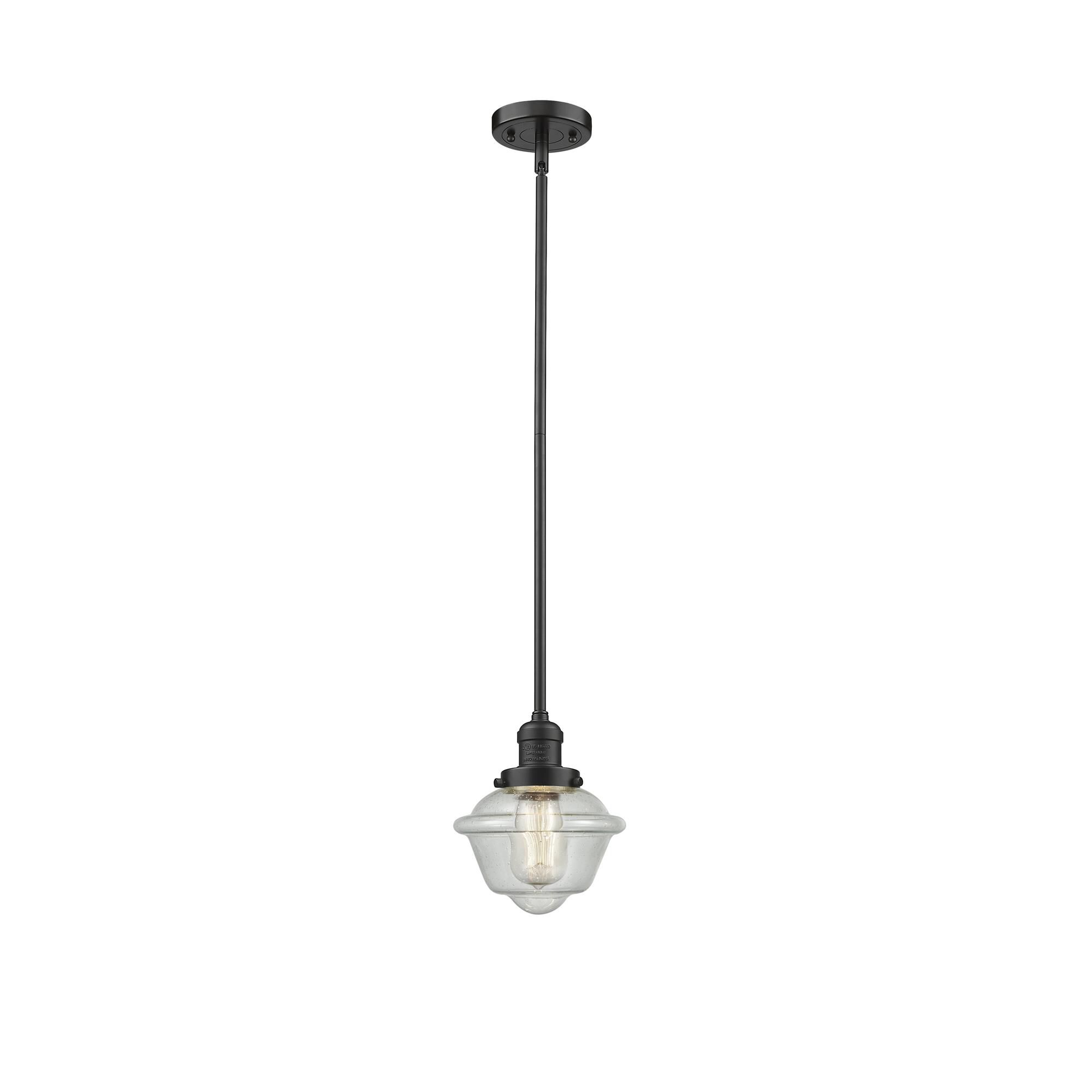 Shown in Oil Rubbed Bronze finish and Seedy glass
